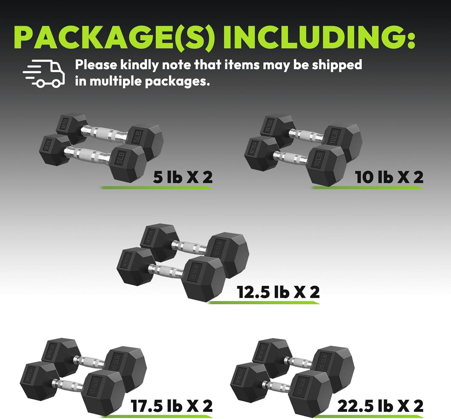 Hex Dumbbell Set, 30-480 lb Set Rubber Encased Exercise & Fitness Dumbbells, Weights Dumbbells Set, Hand Weight for Strength Training