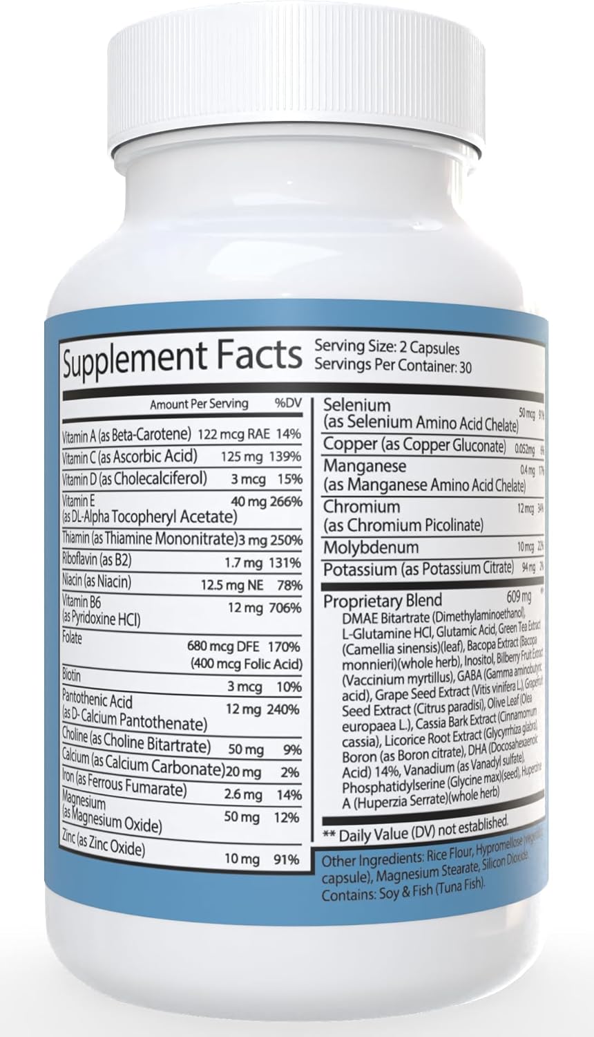 Memo Defende Pro Brain and Focus Formula, Tropical Flavor, 60 Capsules, Dietary Supplement with Vitamins and Minerals (2)