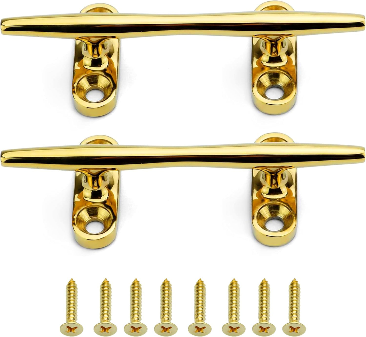 SHENGHUISS Boat Cleat 316 Stainless Steel Open Base Boat Dock Cleats（4"/5"/6"/8"/10"/12"） Silver/Gold for Boat, Dock, Kayaks, Nautical Decor ect