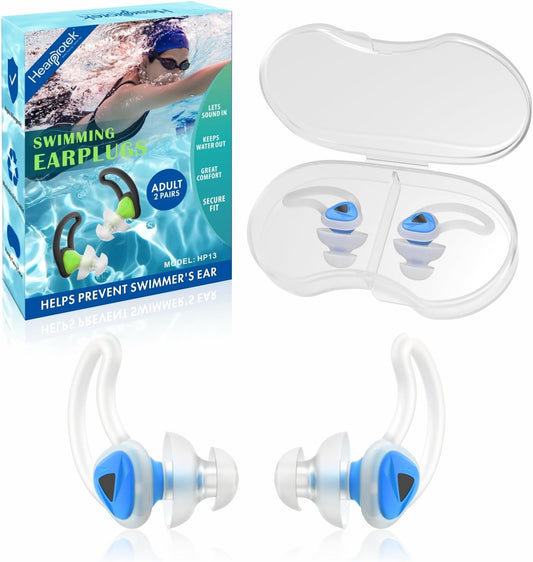Hearprotek [2 Pairs] Swimmer Ear Plugs,Custom-fit Water Protection Adult Swimming earplugs for Swimmers Pool Shower Bathing and Other Water Sports