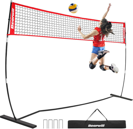 Volleyball Net, 12FT Portable Volleyball Net for Backyard, Freestanding Volley Ball Set Height Adjustable with Carry Bag, Volley Ball Practice Nets Training Equipment for Indoor and Outdoor