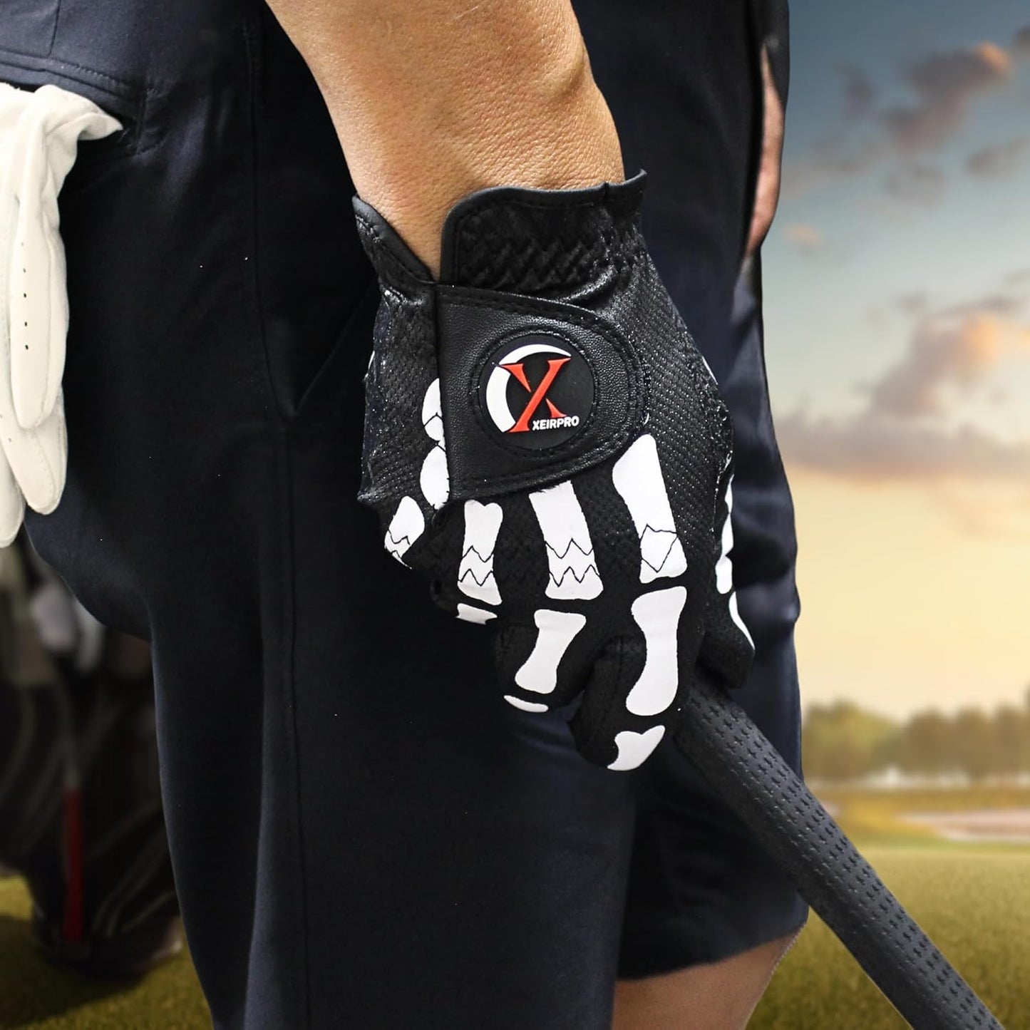 Skeleton Golf Gloves for Men 2 Pack – 100% AAA Synthetic Tacky Leather - Spooky & Funny Golf Gloves for Men – Tacky & Cool Golf Glove - Perfect for Summer & Fall Golfing