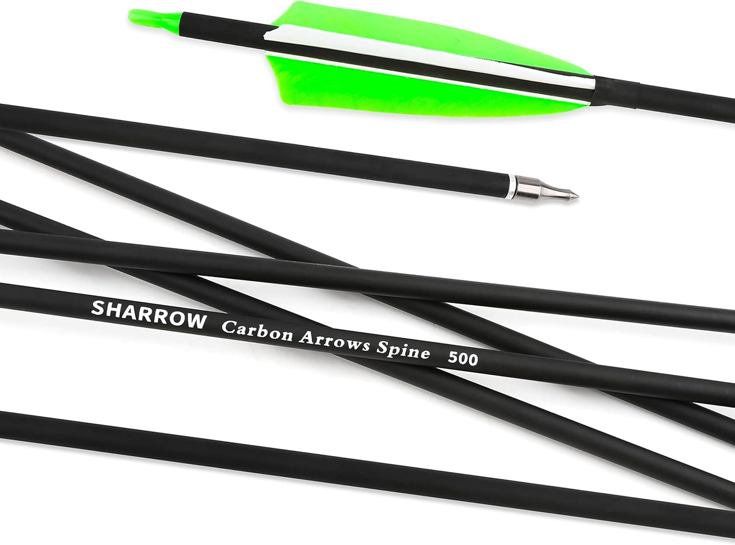 ZSHJGJR 30 Inch Archery Carbon Arrows Hunting Arrows with 4” Turkey Feather Target Practice Arrows Spine 500 for Compound & Recurve &Traditional Bow 6/12pcs
