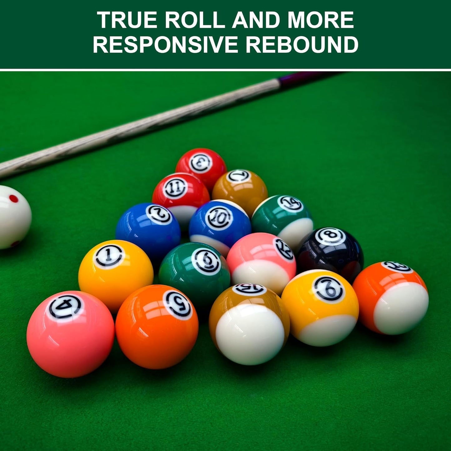 Billiard Balls Set 2-1/4" Regulation Size Pool Table Balls for Replacement (16 Resin Balls)