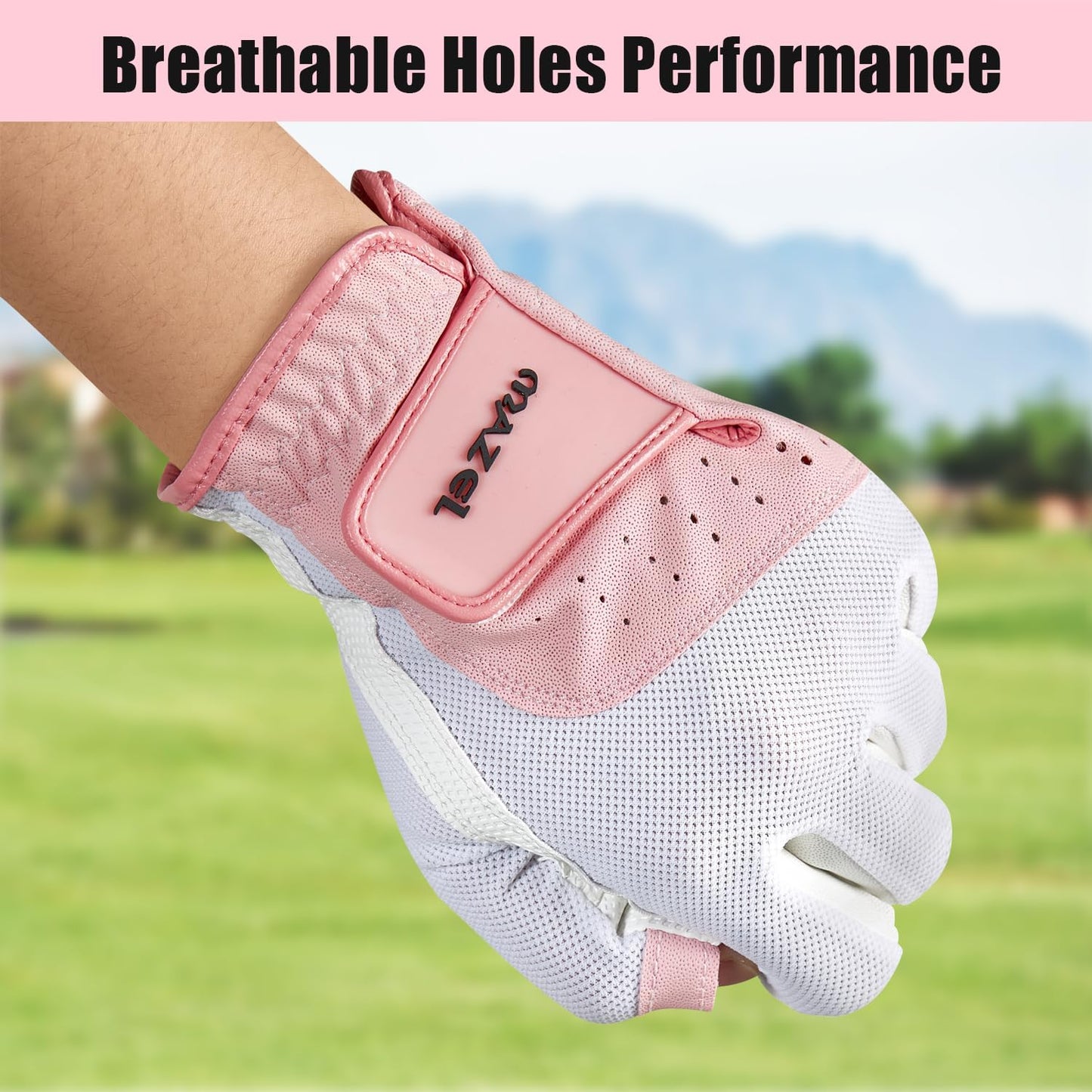 MAZEL Women's Fingerless Golf Gloves One Pair Open-Finger Design,Breathable Hot Wet Weather Sweat-Absorbing,Fit Size S M L XL