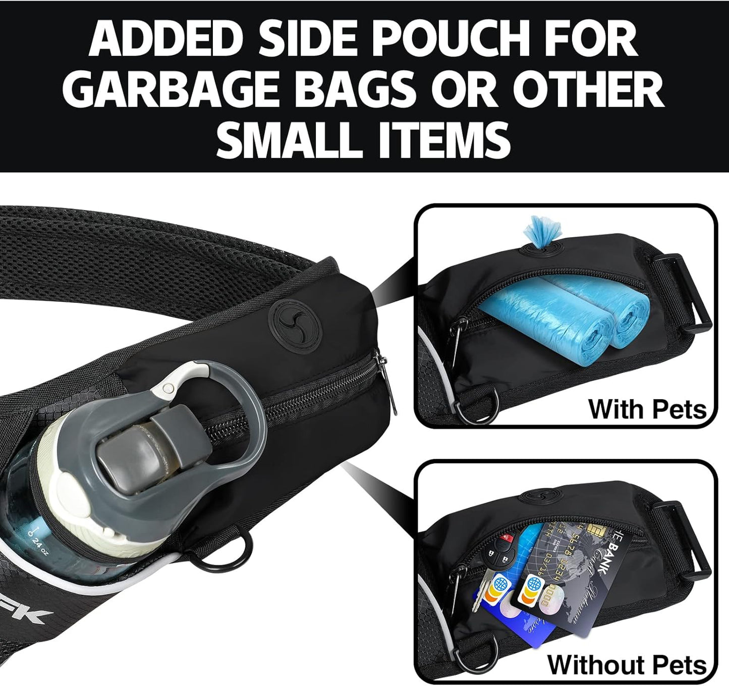 PYFK Running Belt Hydration Waist Pack with Water Bottle Holder for Men Women Waist Pouch Fanny Bag Reflective