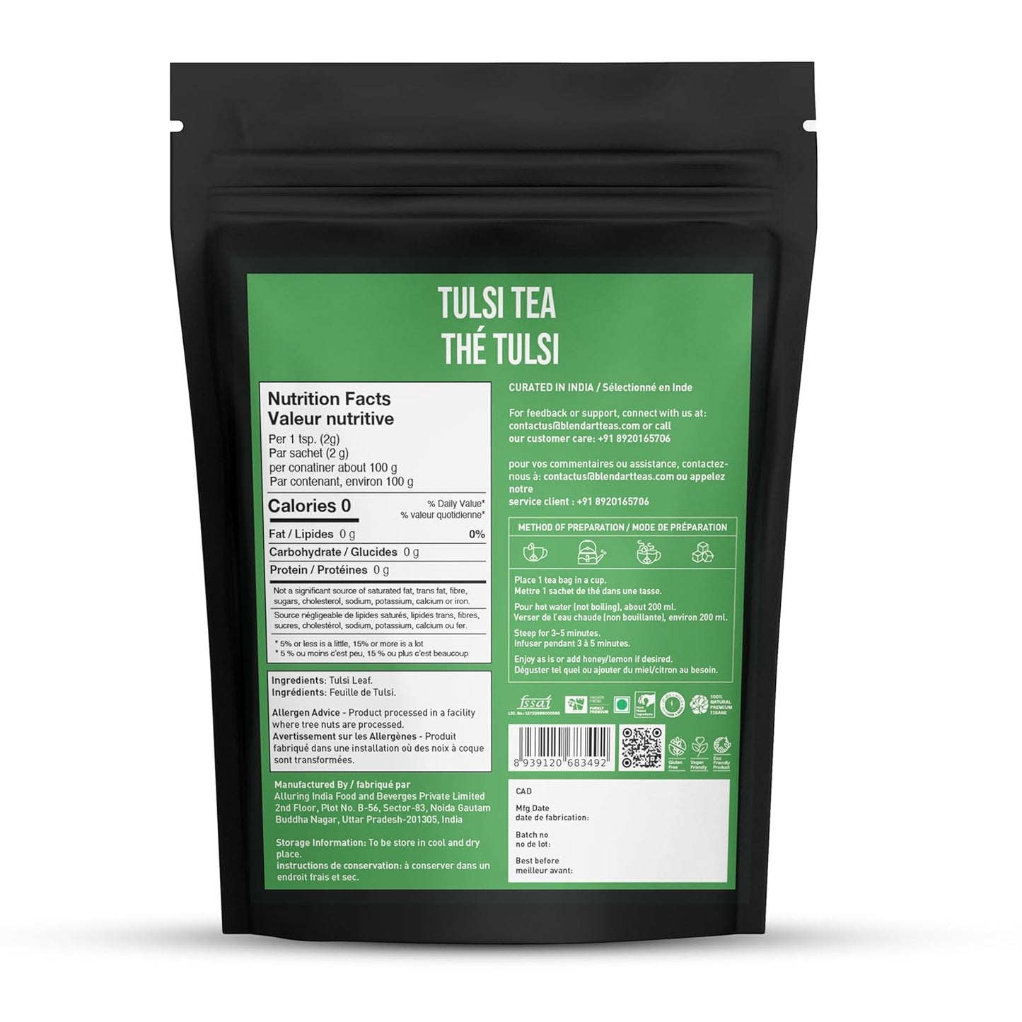 Tulsi Holy Basil Tea Bags 50 Count For Cognitive Balance & Overall Health Ayurvedic Tulsi With Antioxidants Caffeine Free Holy Basil Leaves Pyramid Herbal Tea Bags Support Digestion & Boost Immunity