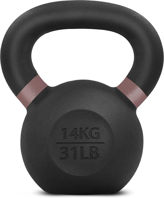 Yes4All Powder Coated Cast Iron Kettlebell Strength Training Kettlebells Weight Set for Full Body Workout, Home Gym