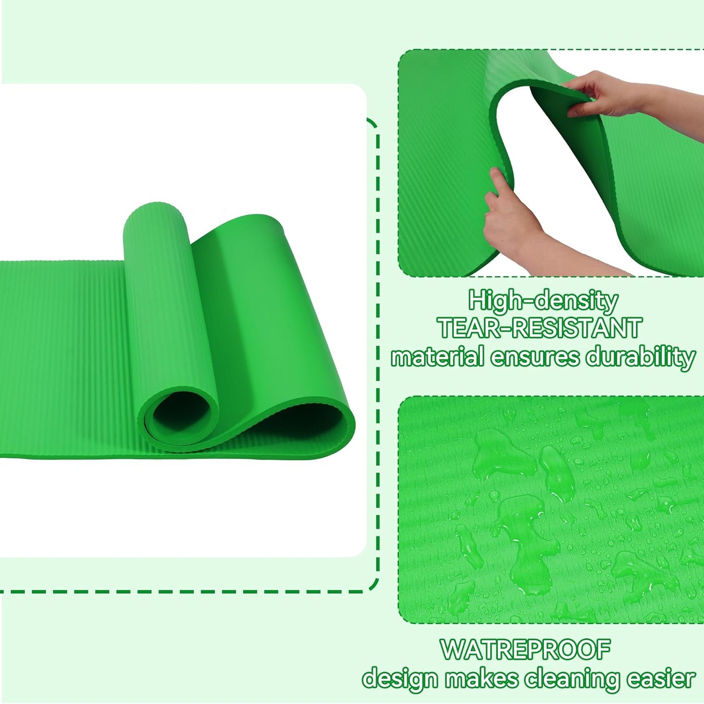 Yoga Mat, 1/2-Inch Extra Thick High Density Exercise Mat, Anti-Tear Exercise Yoga Mat with Carrying Strap, Suitable for Various Yoga Exercises