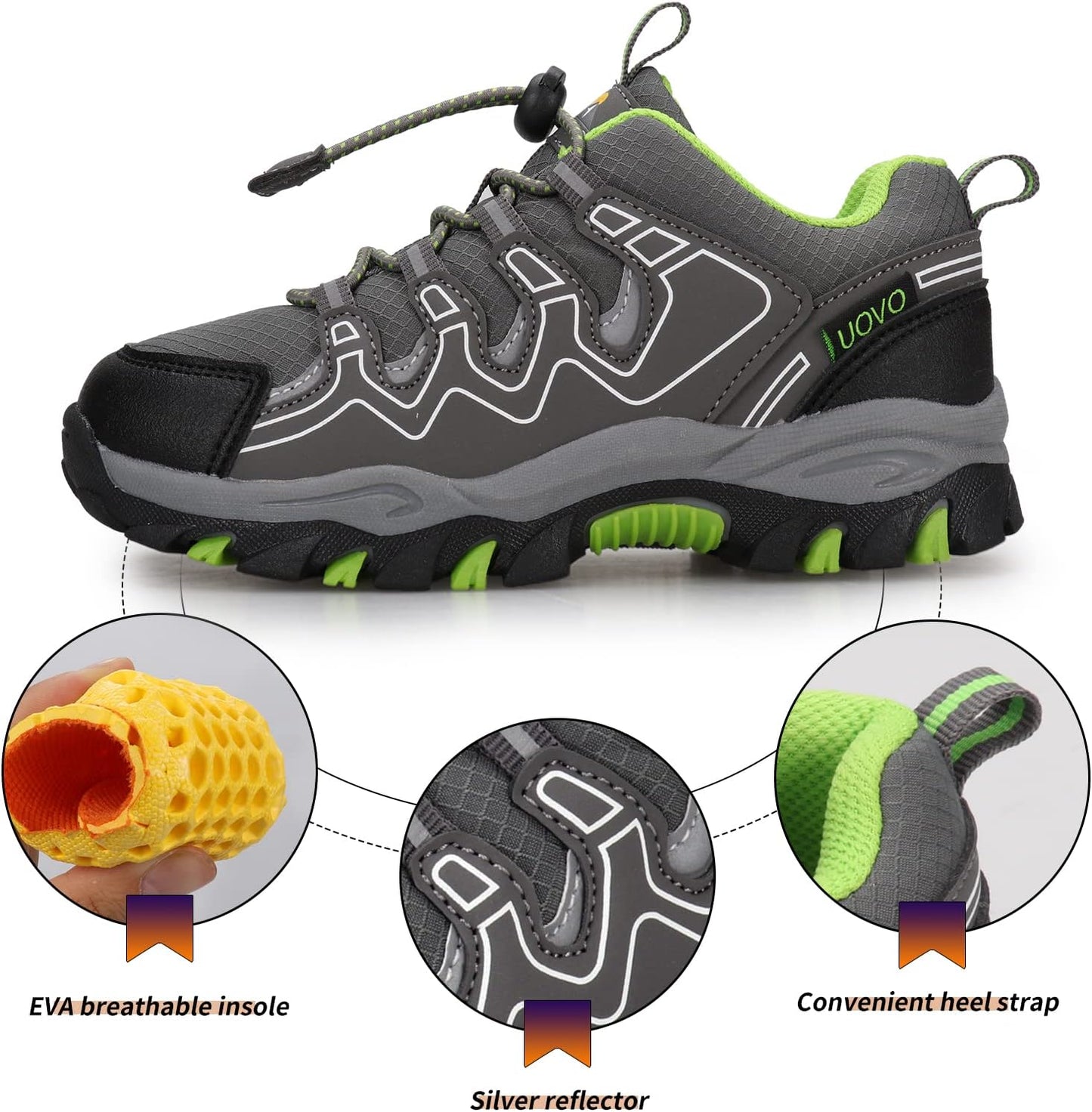 Boys Girls Hiking Trail Shoes Waterproof Slip Resistant Outdoor Trekking Walking Running Sneakers(Little/Big Kids)
