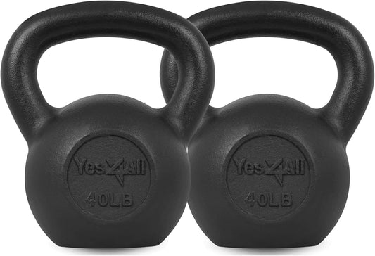 Yes4All 5-80 lbs Cast Iron Kettlebell for Dumbbell Weights Exercises, Gym, Full Body Home Workout Equipment, Push up, Grip and Strength Training