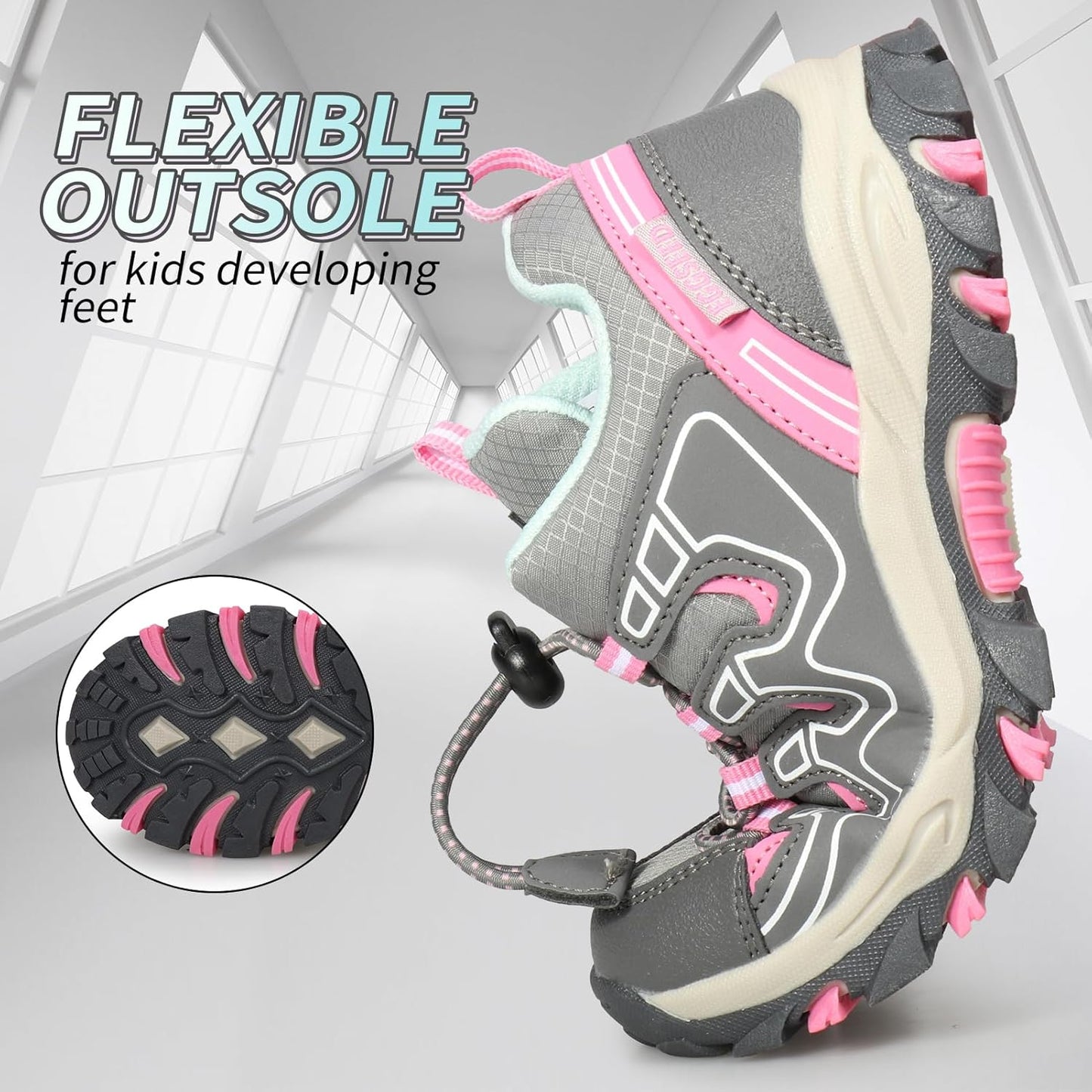 Kids Boys Running Shoes Waterproof Non-Slip Breathable Low-Top Outdoor Hiking Walking Sneakers (Little/Big Kids)