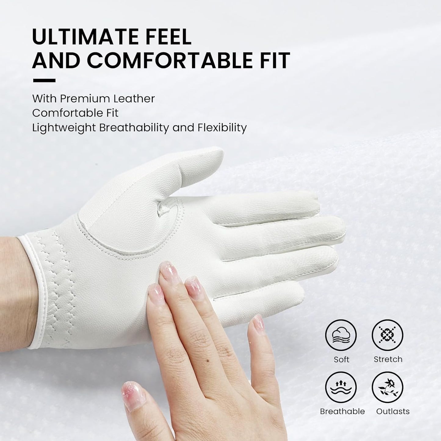 Golf Gloves Women Leather with Ball Marker 3 Pack, Left Hand Right Stylish Pink All Weather Grip Breathable Glove, Fit Sizes Small Medium Large for Womens Ladies