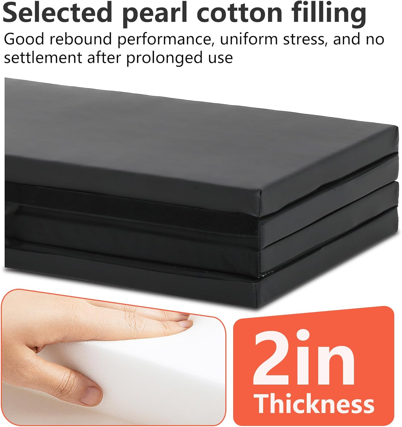 Gymnastics Tumbling Mats Portable Gymnastics Mat Foldable Tumbling Mat 2'x6'/4'x8' PU Leather Exercise Mat Yoga Mat with Carrying Handles for home Workout outdoor Yoga Gymnastics