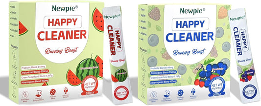 Newpie Superfoods Happy Cleaner Probiotic Powder,Watermelon&Mixed Berry Flavor Organic Prebiotic & Probiotic Fiber Powder,Sugar Free,Gut Health For Women Men (20+20 Packet, Watermelon&Mixed Berry)