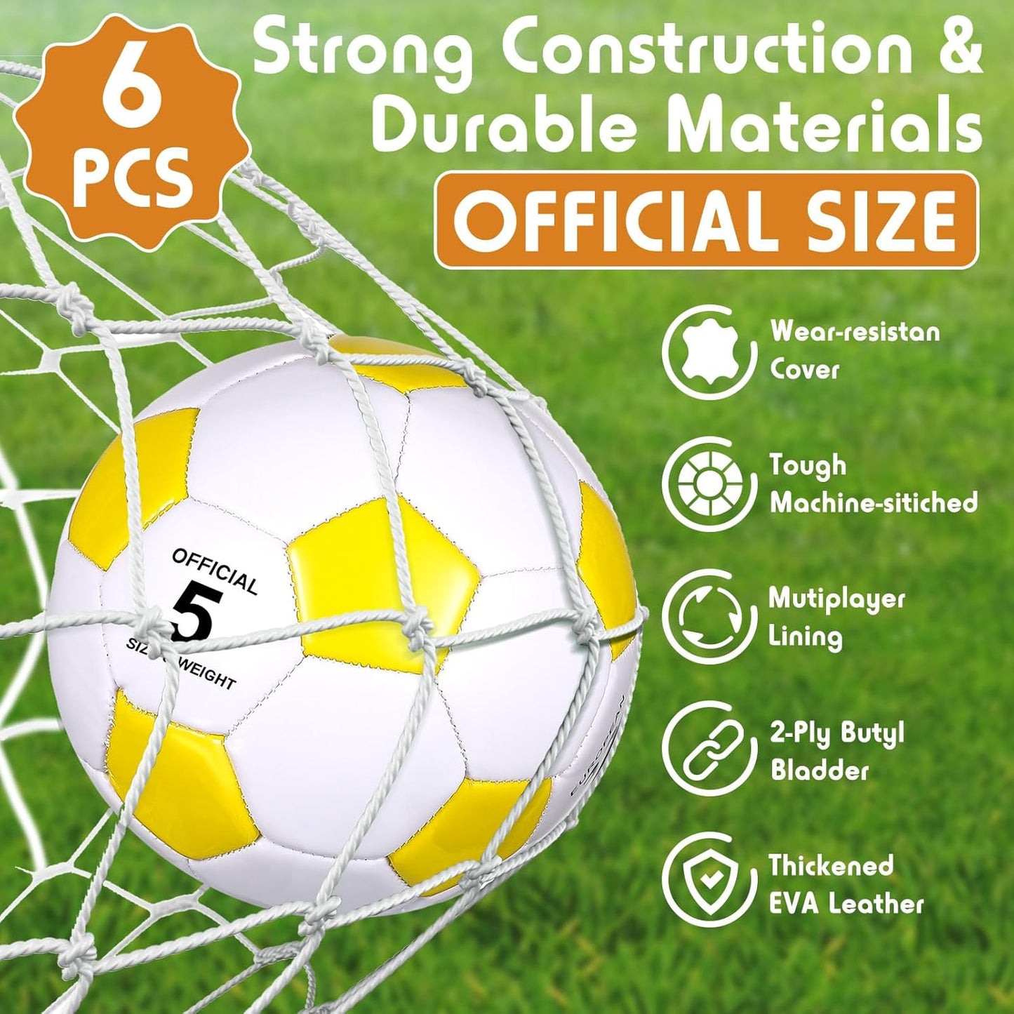 Hiboom 6 Sets Operation Christmas Deflated Soccer Ball with Pumps and Jump Ropes Official Size Soccer Ball Bulk for Outside Sports Training Party Supplies Christian Charity Donation Gift