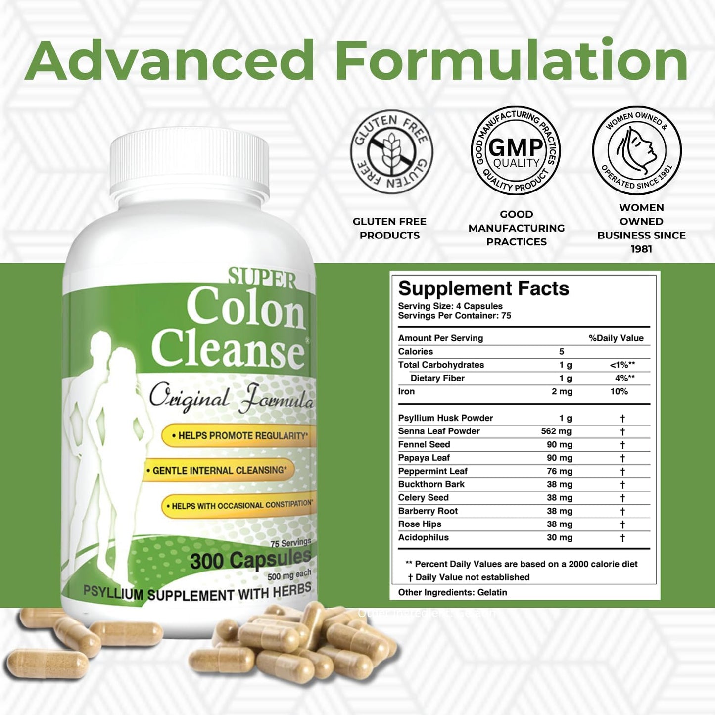 Health Plus Super Colon Cleanse Original Formula (1990-2025), 300 Capsules, 6 Cleanses - Digestive Support, Constipation Relief with Psyllium Husk and Senna Leaf