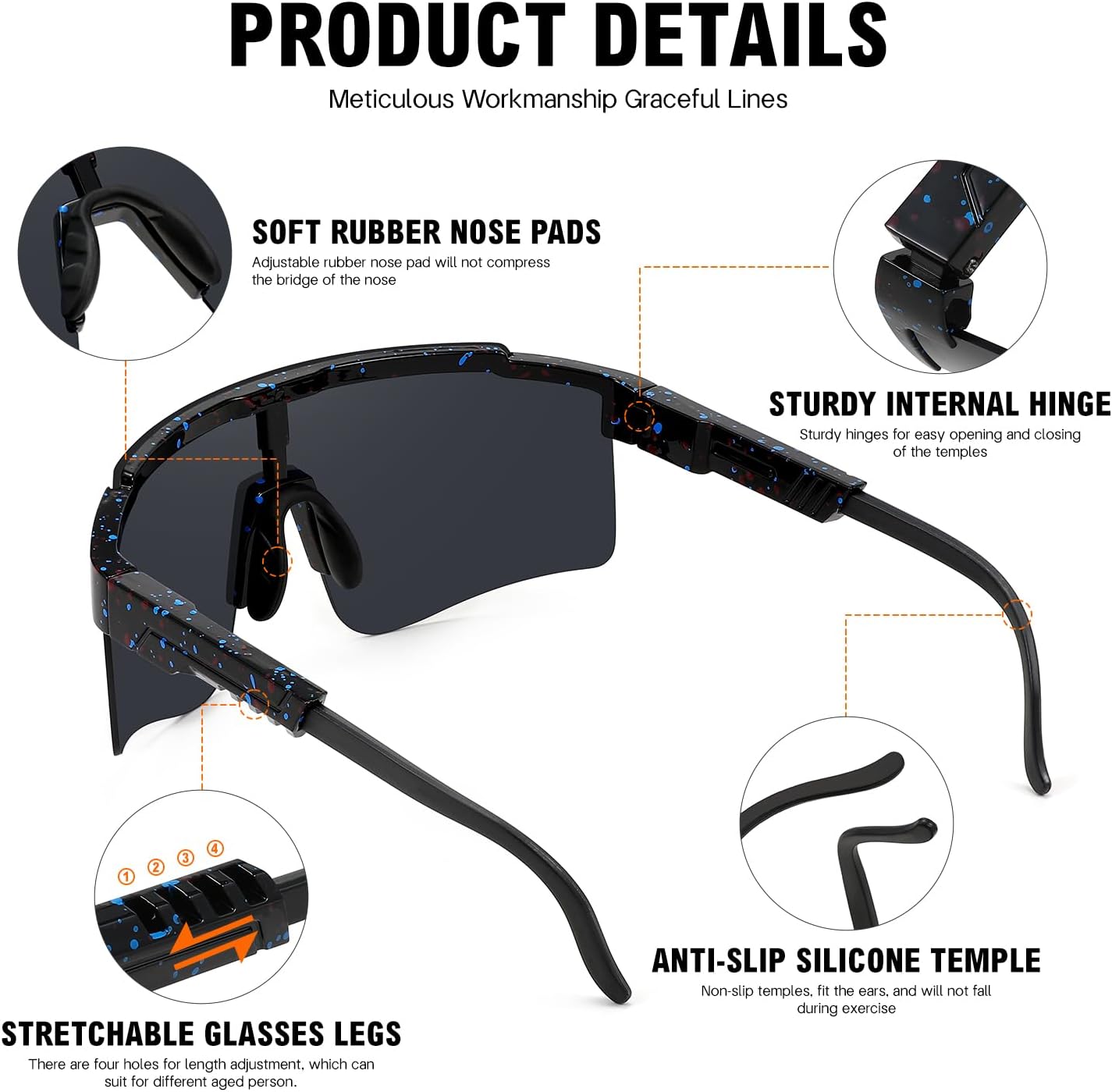 MALIDAK Sports Sunglasses for Mens Women Youth Baseball Sunglasses UV400 Protection Men Cycling Glasses