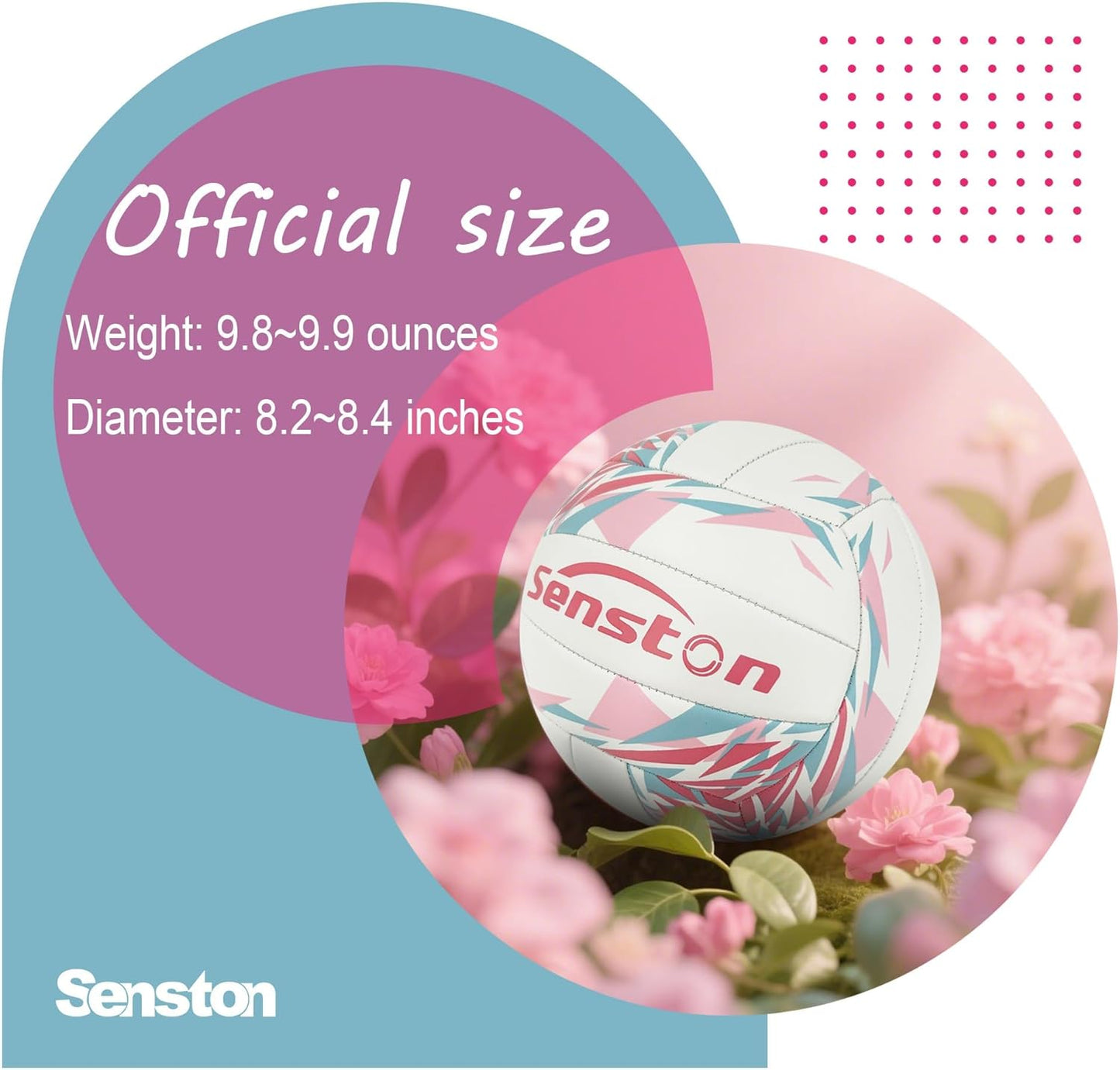 Senston Premium PVC Volleyball Size 5 – Indoor/Outdoor Volleyball, All-Weather Durable Design for Training, Practice & Beach Games (Meets Official Size Standards)