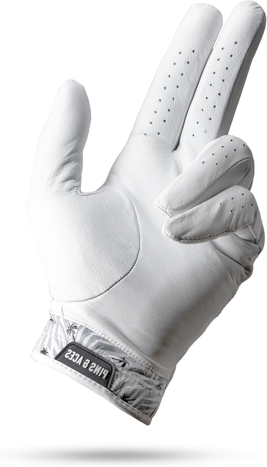Pins & Aces - Palm Sunday Golf Glove Design - Premium AAA Cabretta Leather, Long-Lasting Durable Tour Glove for Men or Women - Premium Leather Golf Glove Left & Right Hand