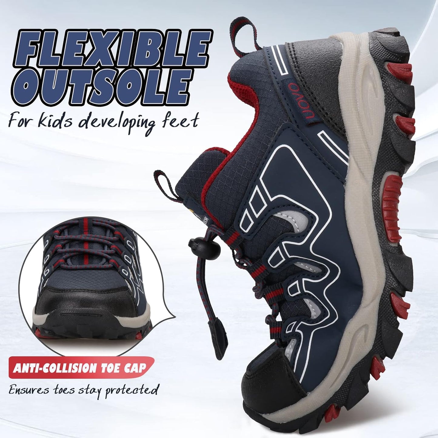 UOVO Boys Girls Kids Sneakers Hiking Running Outdoor Walking Tennis Shoes Waterproof Non Slip Fashion Sneakers(Little/Big Kids