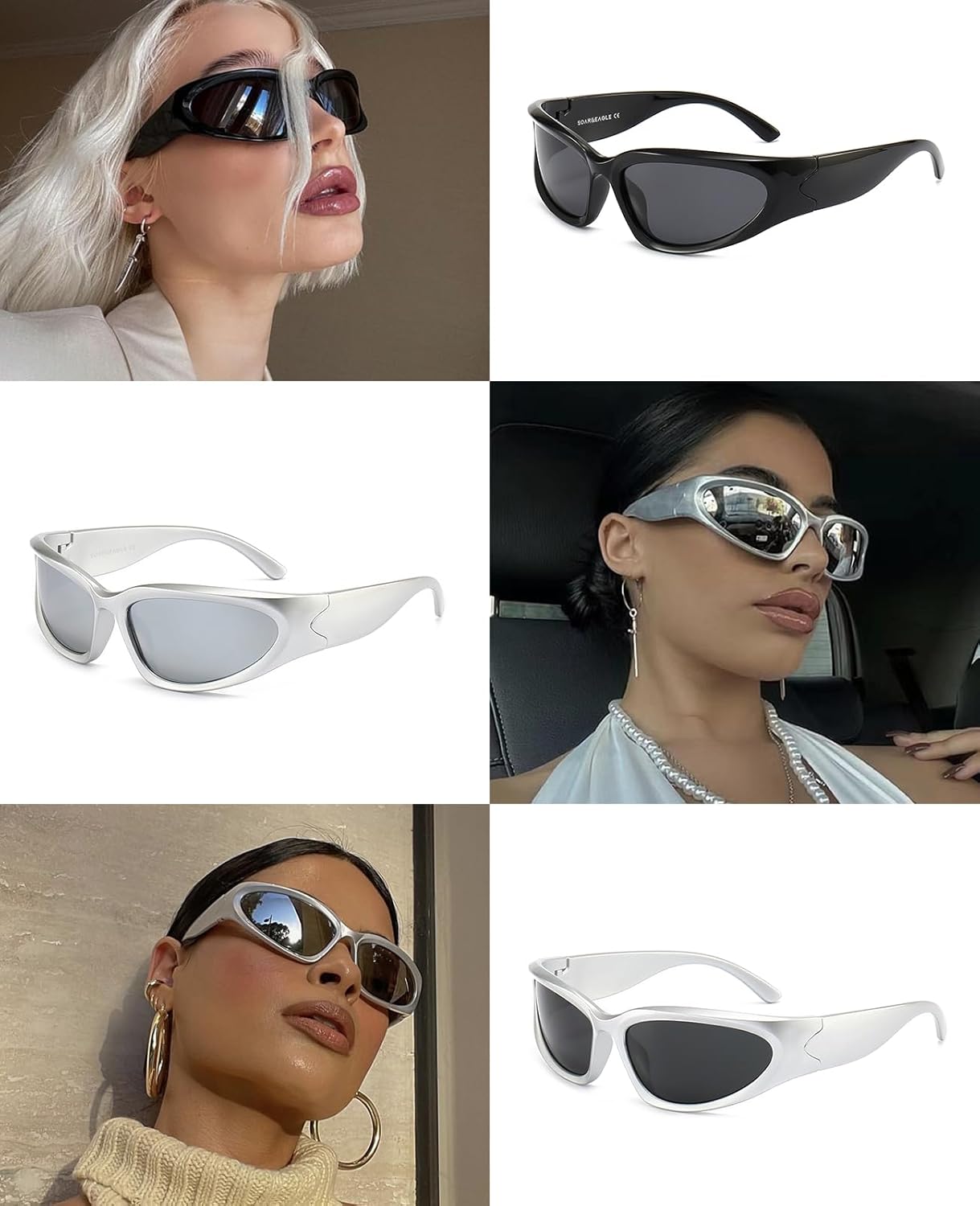 SOAR&EAGLE Y2K 3Pack Polarized sunglasses Wrap Around Men's Women's sunglasses Fashion Sport Shades Sun Glasses