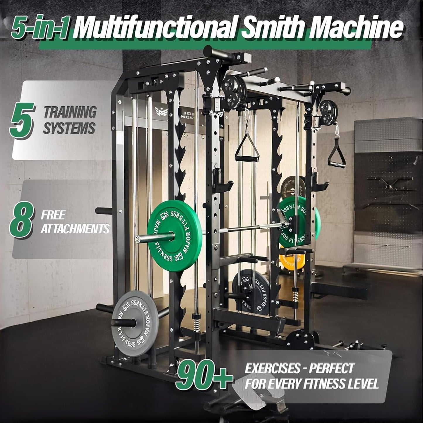 B52 Machine Home Gym with Power Rack, Cable Crossover, Dual Pulley System, Landmine, and Multi-Grip Pull-Up Bar – Heavy-Duty Fitness Equipment for Strength Training and Full-Body Workouts