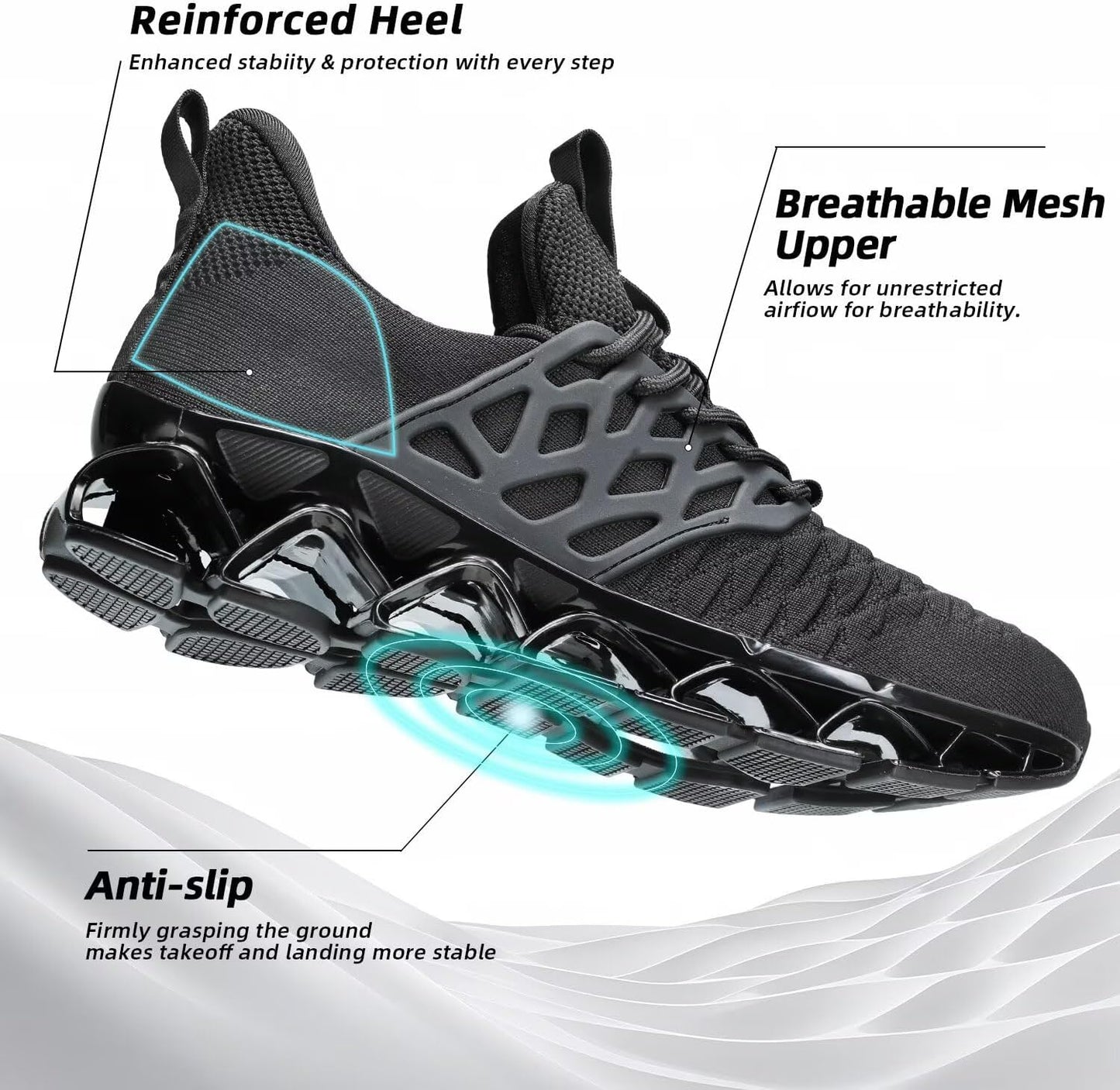 Men's Slip on Walking Running Shoes Blade Tennis Casual Fashion Sneakers Comfort Non Slip Work Sport Athletic Trainer