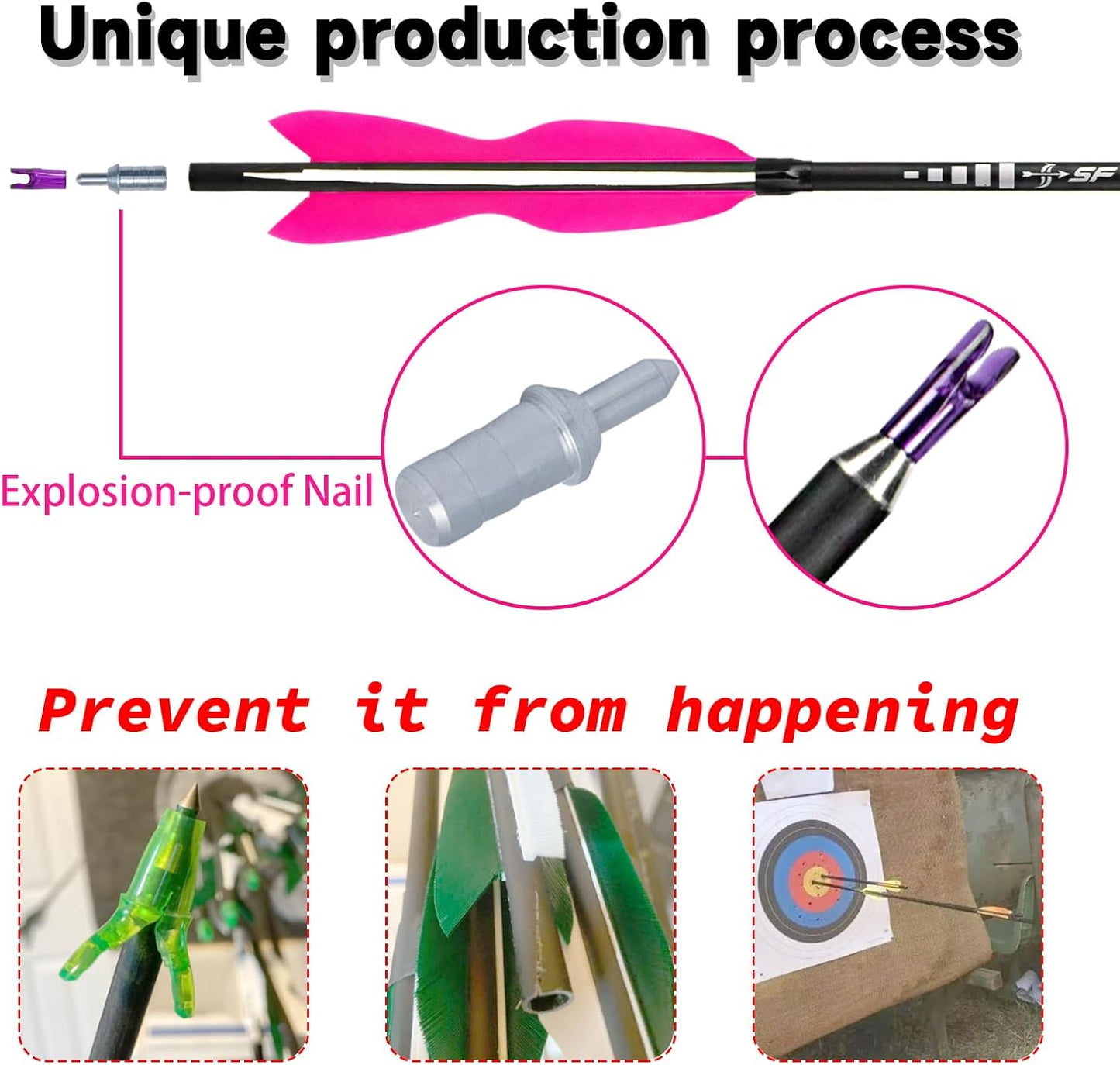 S F 30" Traditional Archery Carbon Feather Arrows 500 Spine Traditional Arrows Long Bows Archery Compound Bow Arrows Arrows for Compound Bow Arrows for recurve Bow（12 Pack）