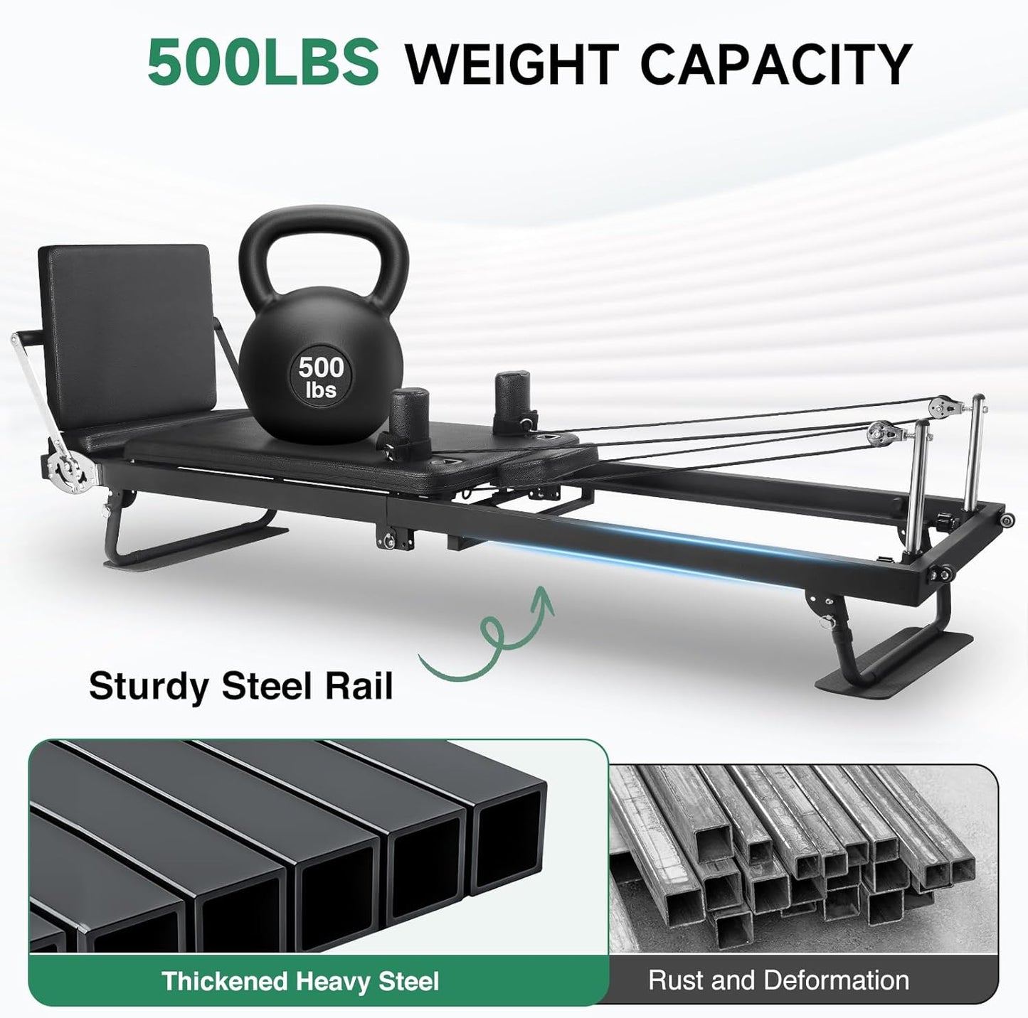 92" 2ND Gen Extended Pilates Reformer, Foldable Pilates Machine with Pilates Ring Circle & Headrest, Jumpboard, Dual Resistance Springs, Pilates Equipment for Home Workout, up to 500 lbs