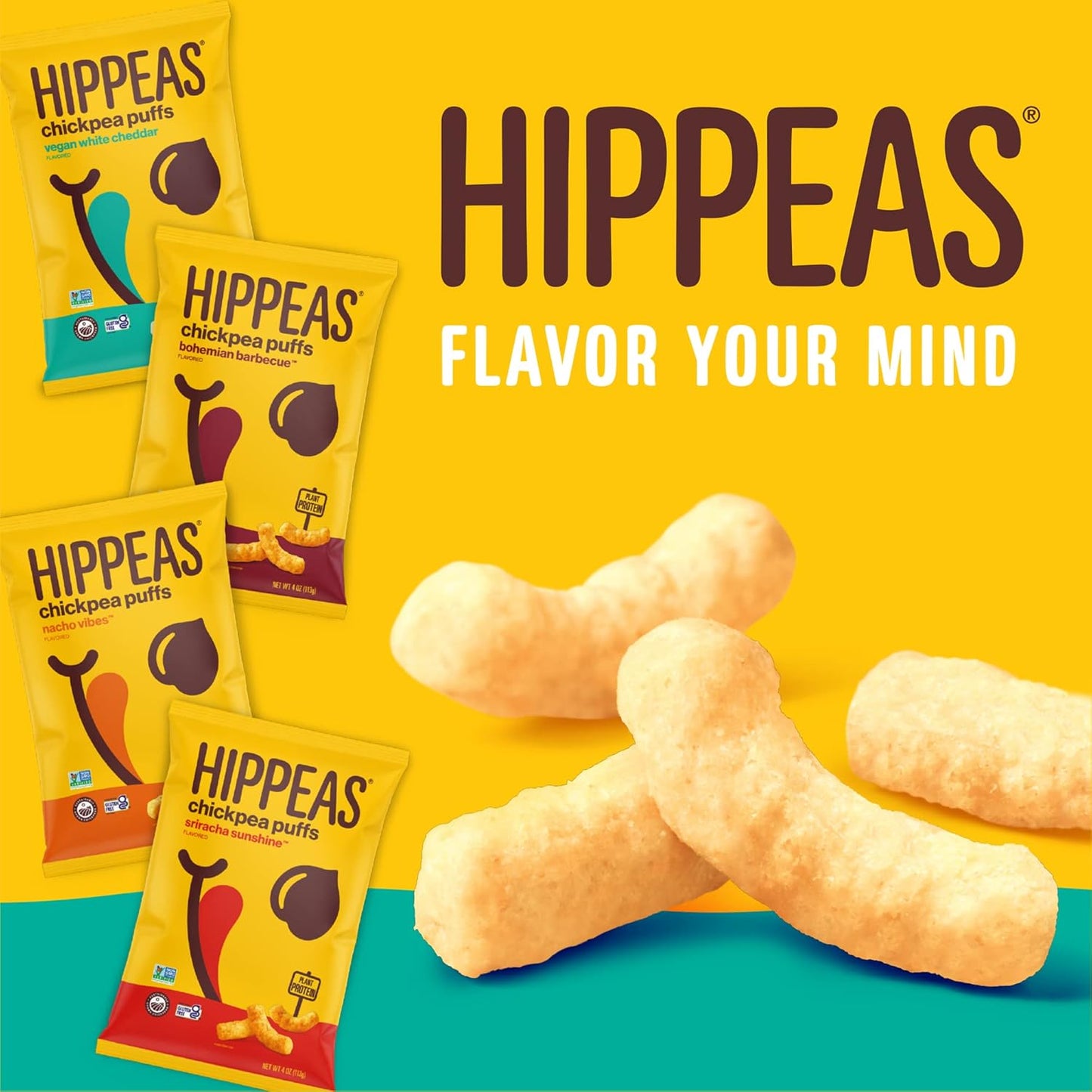 Hippeas Chickpea Puffs, Bohemian BBQ, 4 Ounce (Pack of 6), 4g Protein, 3g Fiber, Vegan, Gluten-Free, Crunchy, Plant Protein Snacks