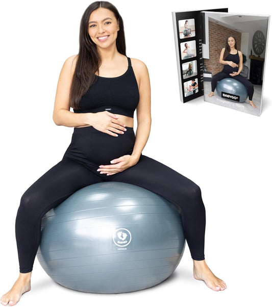 BABYGO® Birthing Ball for Pregnancy & Labor + Our Award Winning Book - Exercise, Birth & Recovery Plan, 5X Stronger Than a Yoga Ball with Eco Friendly Material