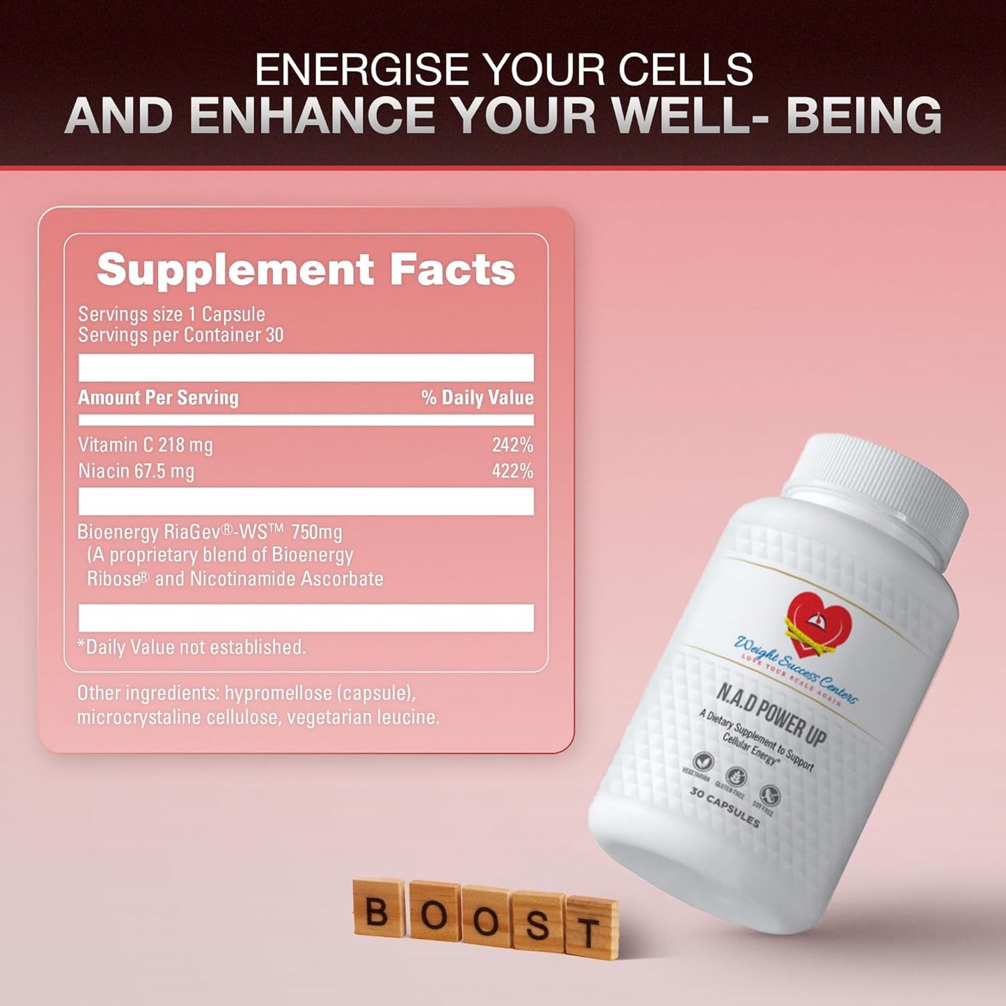 NAD+ Power Up Liposomal NAD+ Supplement – High Potency for Cellular Energy & Healthy Aging – Vegan, Gluten-Free, Non-GMO – for Men & Women – 30-Day Supply