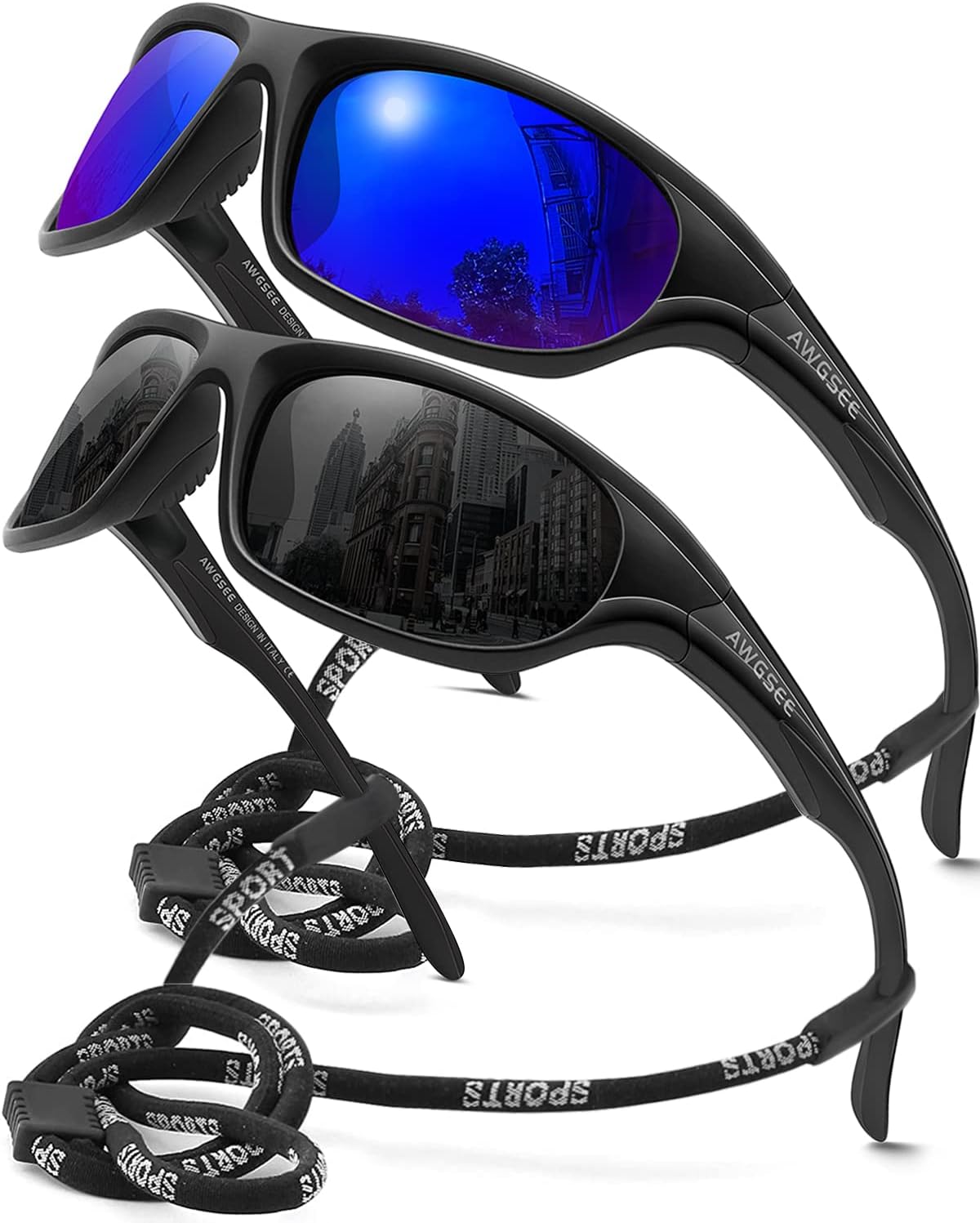 Polarized Sports Sunglasses for Men,TR90 Unbreakable Frame Sunglasses for Fishing Driving Cycling UV400 Protection