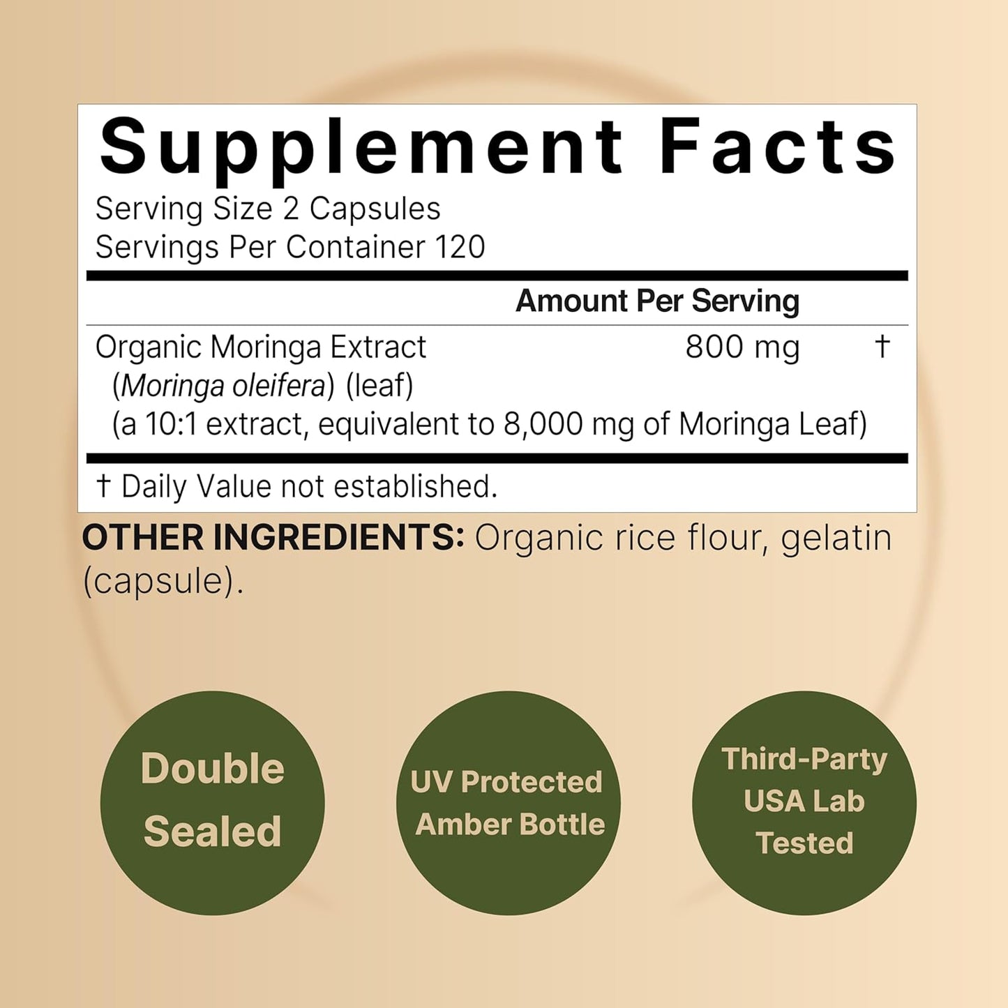 NatureBell Pure Moringa Capsules 8000mg Per Serving - Made with Moringa Powder Organic, 240 Capsules | Green Superfood, Skin Health & Immune Support | Non-GMO, Gluten Free, 4 Month Supply