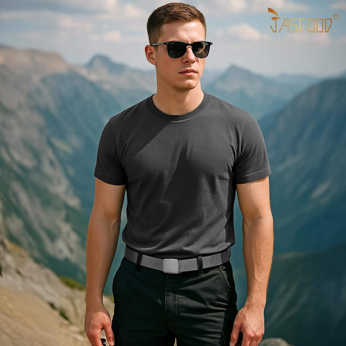 JASGOOD Nylon Canvas Breathable Military Tactical Men Waist Belt With Plastic Buckle