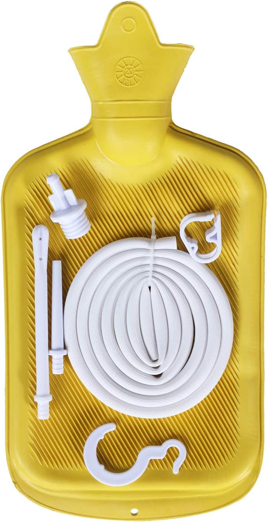 Abyclean Enema Bag Kit Rubber Anal Douche Vaginal Douche Enema Cleaner for Women’s or Man’s Health (Yellow, 2L)