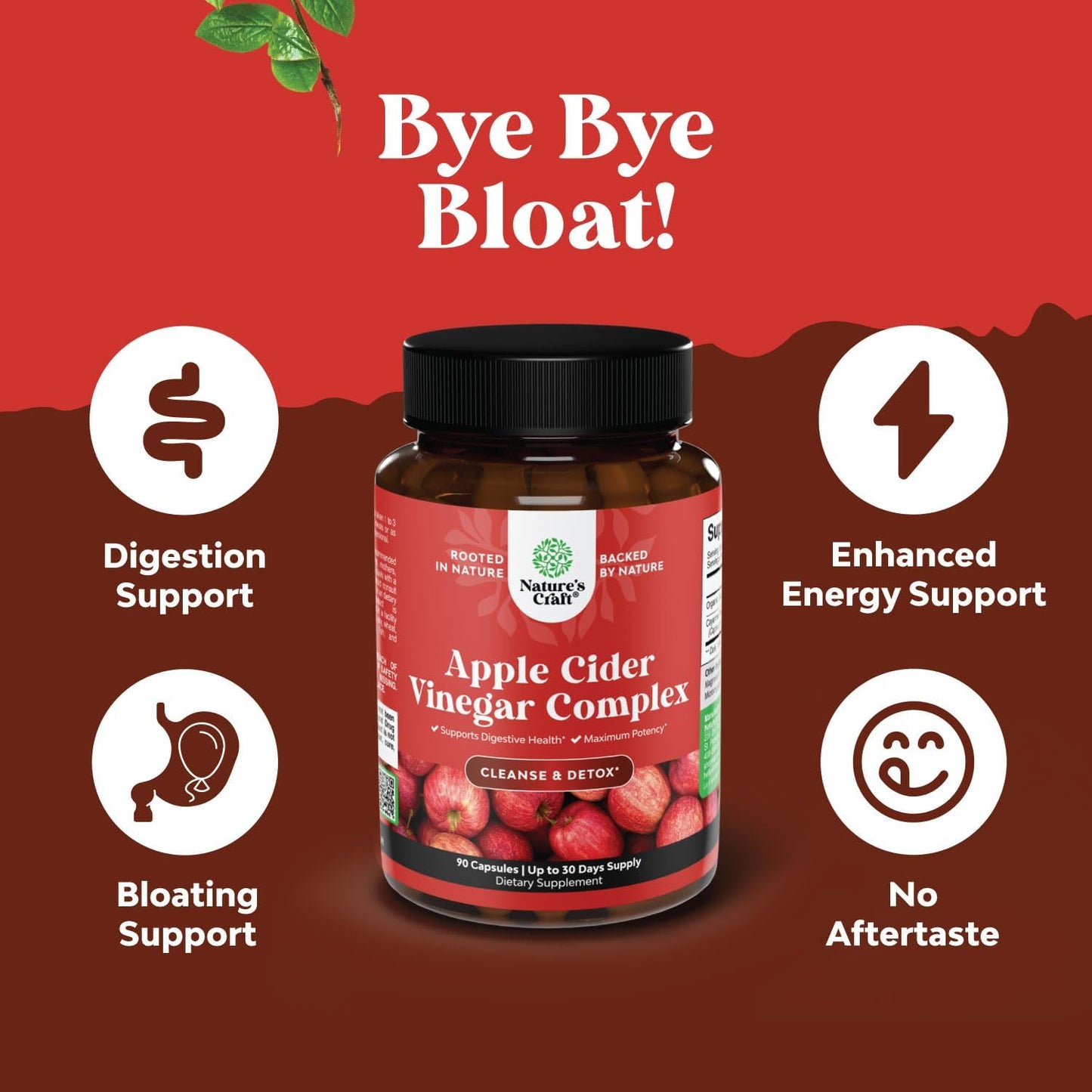 Cleansing Apple Cider Vinegar Capsules - ACV Cleanse and Detox Pills for Gut and Digestive Health with Slimming Cayenne - Extra Strength ACV Capsules for Gut Cleanse and Full Body Detox (30 Servings)