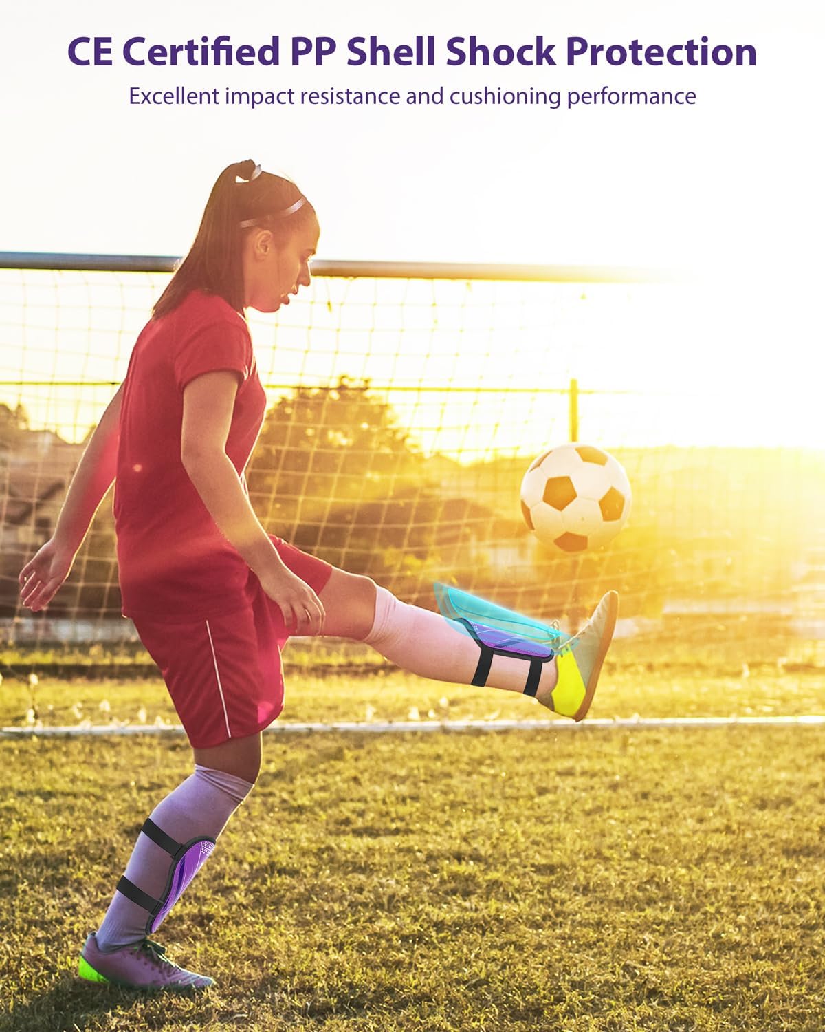 Shin Guards Soccer Kids Youth, CE Certified Airsfish Shin Guard Protection Gear for 2-18 Years Old Boys Girls Teenagers High Impact Resistant Breathable Comfortable 1 Pair 4 Sizes