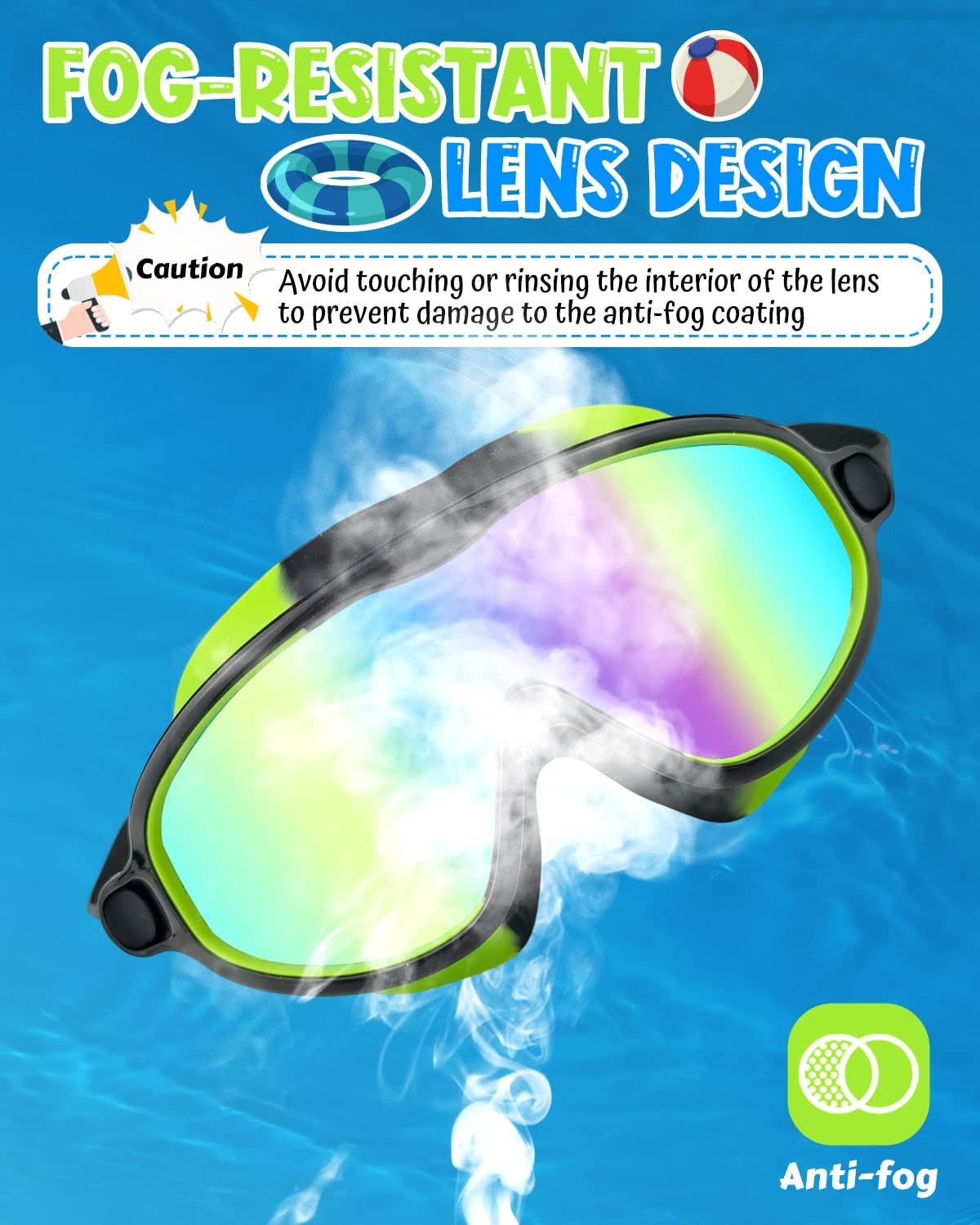 Rantizon Swim Goggles 2 Pack, Wide View Anti Fog&UV Swimming Goggles for Audlt, No Leaking Swim Glasses for Men Women Kids