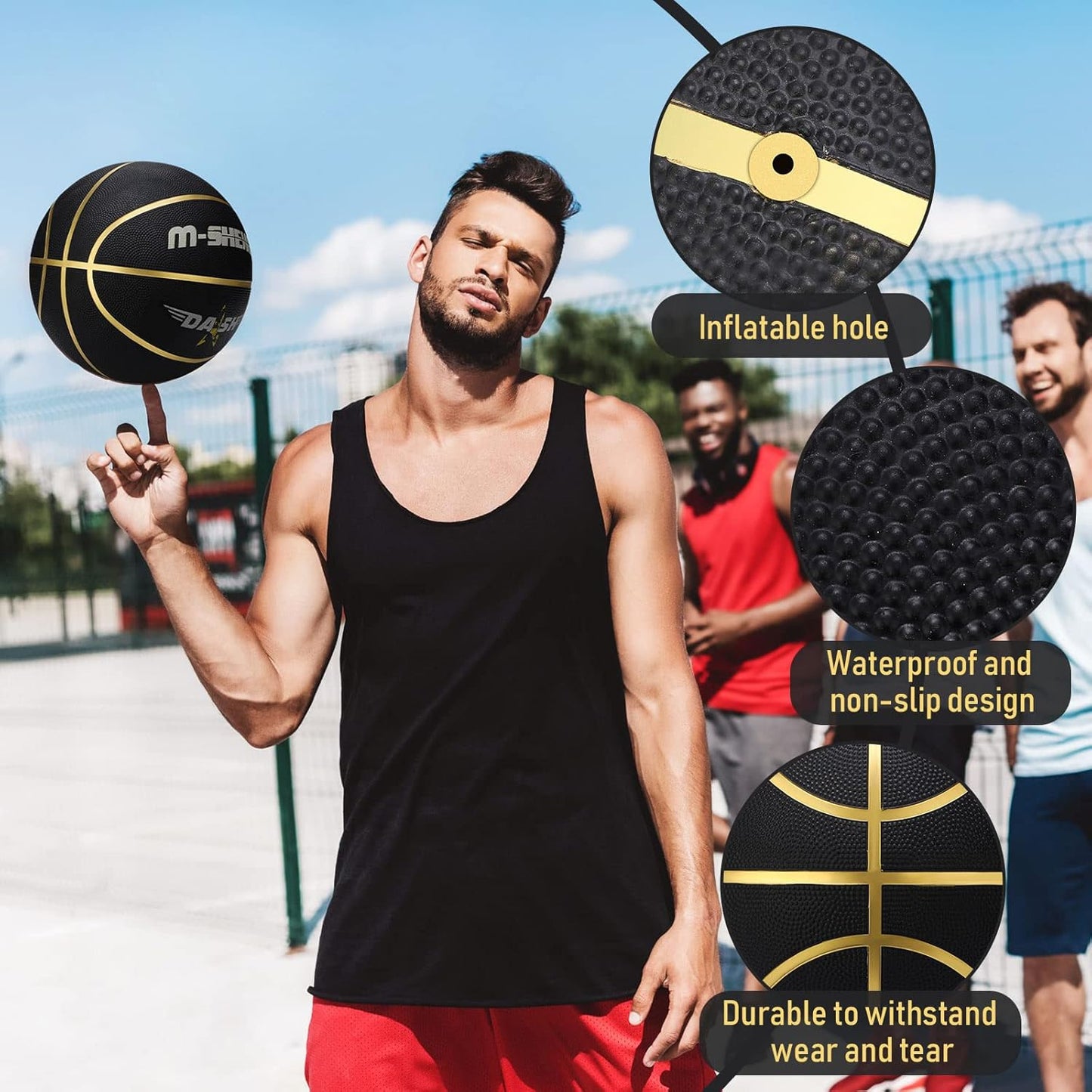 Jerify 12 Pieces Basketballs Bulk Official Size 7 Rubber Basketballs 29.5 Rubber Inflatable Basketballs with Pump Indoor Outdoor Basketballs Bulk Standard Basketball for Training and Play