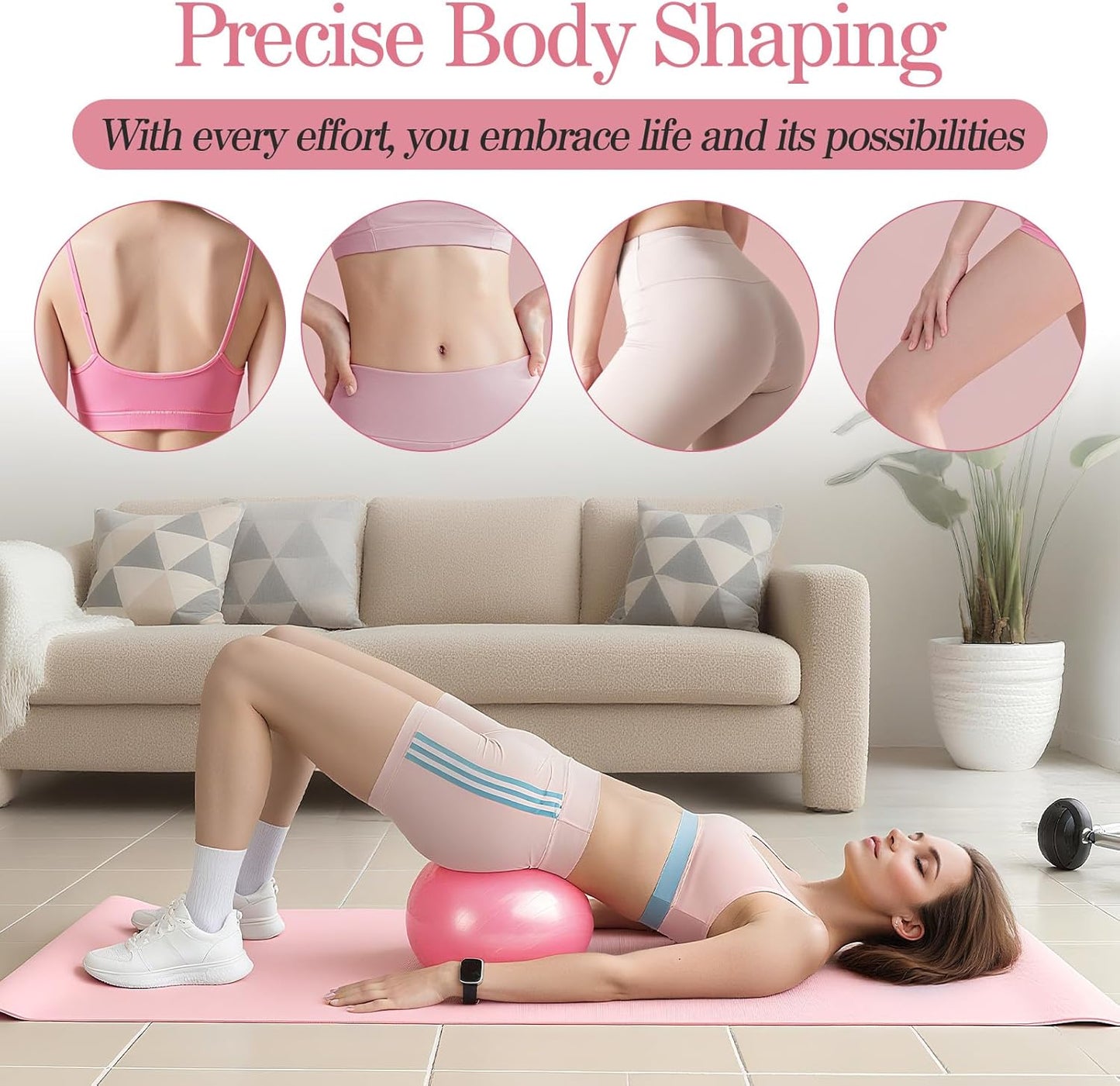 Home Pilates Kit for Women Pilates Equipment Ring and Ball Set Magic Circle Hoop with 5 Resistance Bands Compact Toning Fitness Essentials Starter Set Accessories