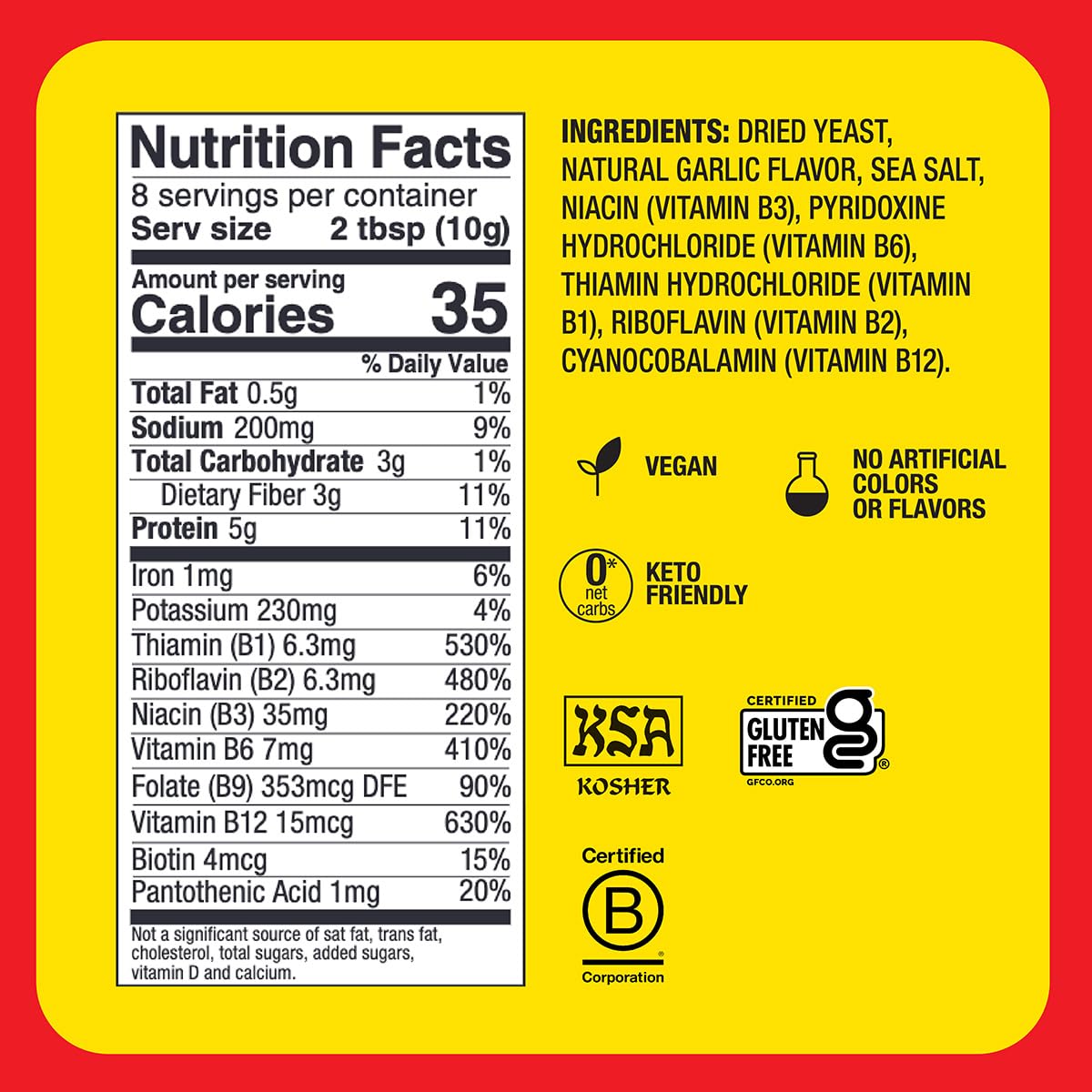 Bragg Nutritional Yeast Roasted Garlic Seasoning - 3 oz - Dairy-Free Parmesan Cheese Substitute - Perfect for Salads, Pastas, Popcorn, and More