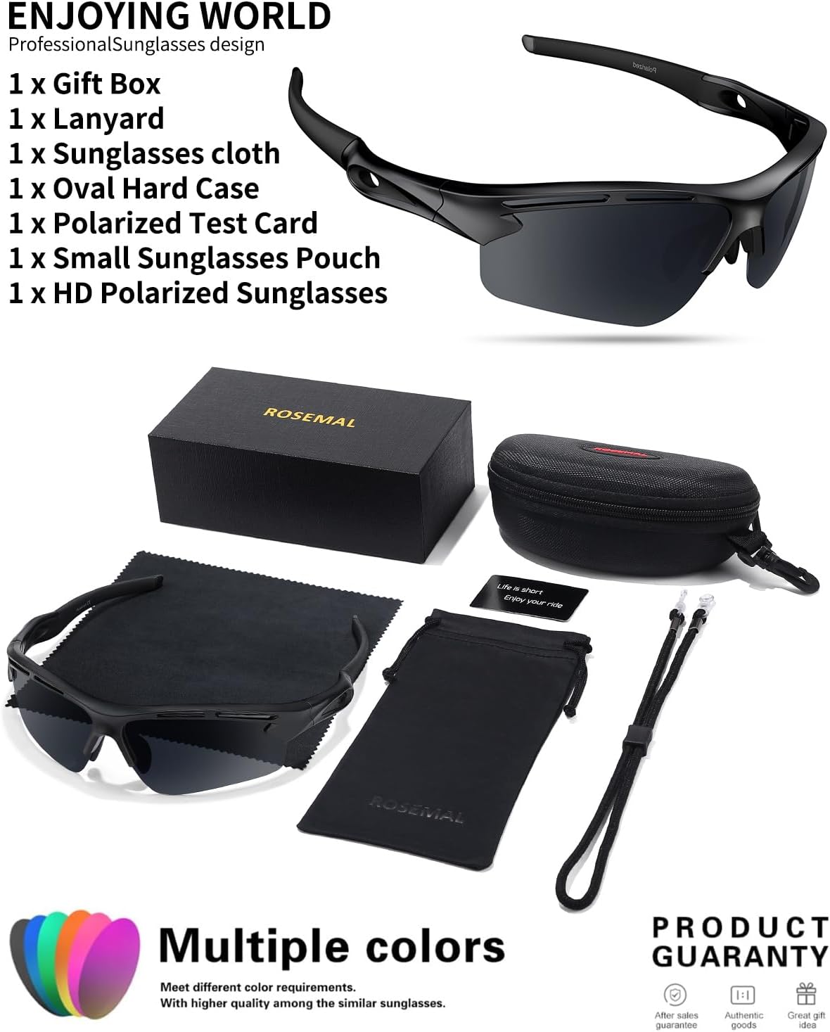 Polarized Sports Sunglasses for Men Women,UV400 Protection Sunglass for Running Cycling Fishing Hiking TR90