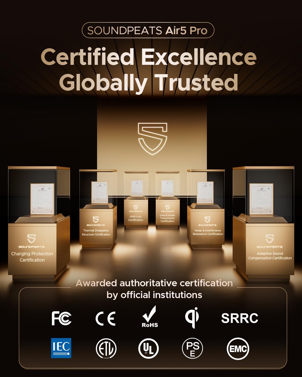 SoundPEATS Air5 Pro Adaptive Hybrid Noise Cancelling Wireless Earbuds, Qualcomm Snapdragon Sound, aptX™ Lossless, LDAC LE Hi-Res Audio, 6 Mics AI CVC 8.0 Call, 37H Playtime, IPX5 Waterproof, BT 5.4