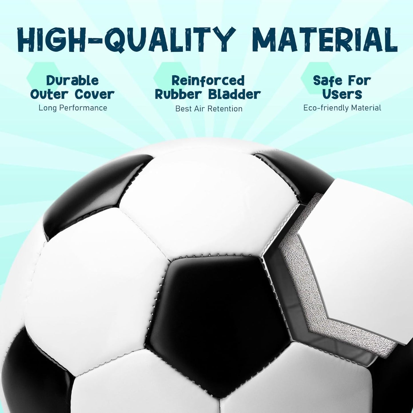 Soccer Ball Size 3/4/5 with Pump & Bag - Pack of 1, 2 or 3 - Official Size & Weight - Classic Black & White - Indoor Outdoor Use - Durable & Long-Lasting - Ideal Gift for Toddler, Kids, Youth & Adults