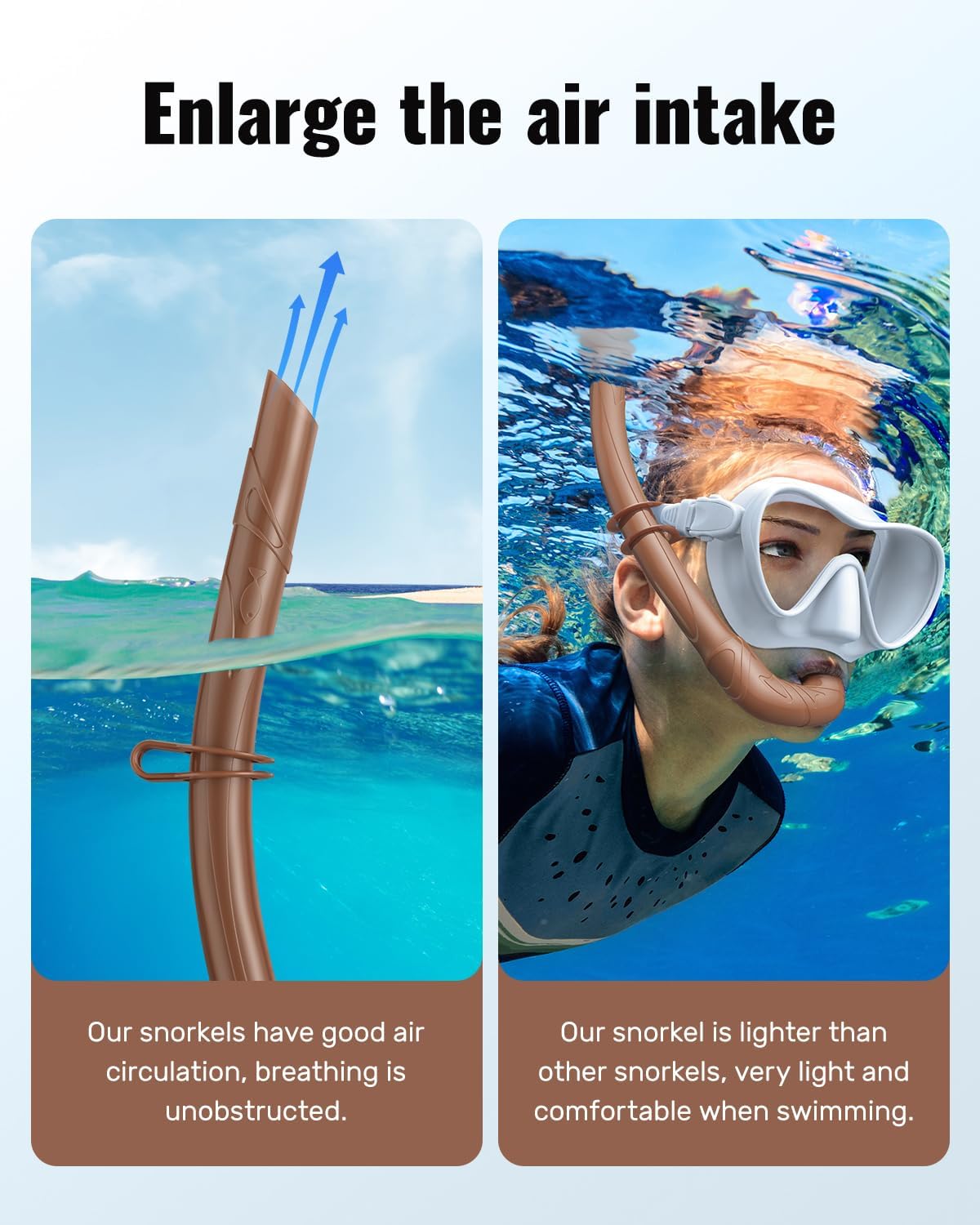 W WSTOO Adults Diving Snorkel Breathing Tube Silicone Flexible Foldable Snorkel Anti-Drop for Freediving Swim Training,Diving and Scuba Diving,Easy to Carry for Travel
