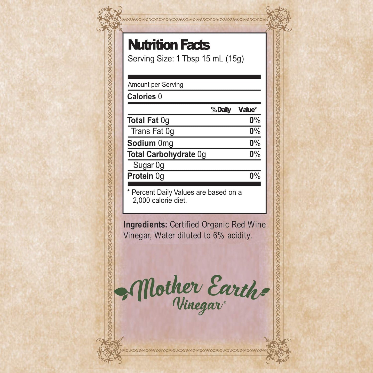 Mother Earth, Organic Red Wine Vinegar with The Mother, Fresh Pressed Organic Cabernet Grapes, ORWV, RWV, Raw, Unpasteurized, Unfiltered (1/32oz Glass Bottle)