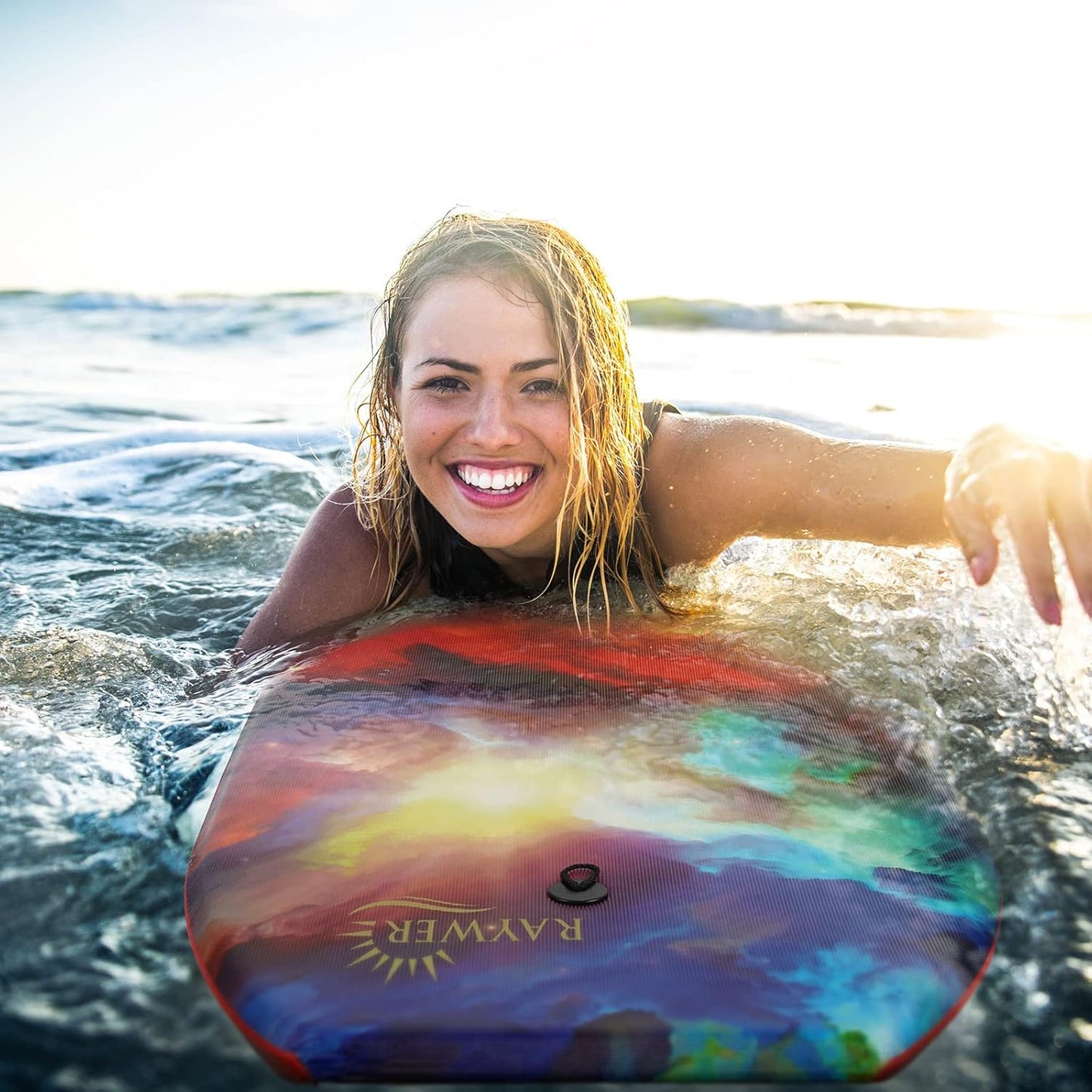 Body Board Lightweight with EPS Core, HDPE Slick Bottom, Leash & Adjustable Wrist Rope, Great Surfing for Kids and Adults