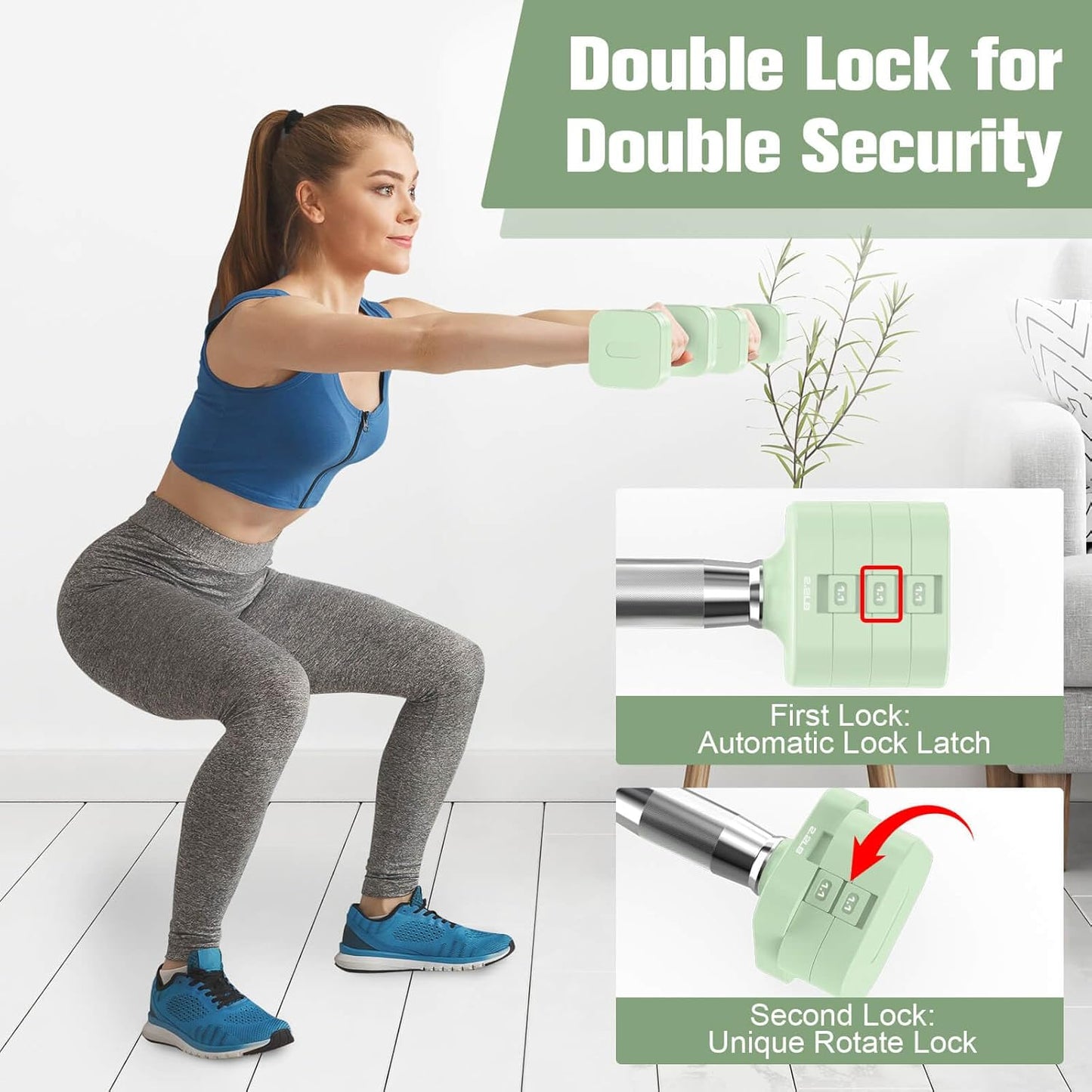 22LBS Adjustable Dumbbells Set, Adjustable Weight Dumbbells with 4 Levels 4.4lb, 6.6lb, 8.8lb, 11lb, Hand Weights Sets for Women/Men Home Gym Full Body Workout